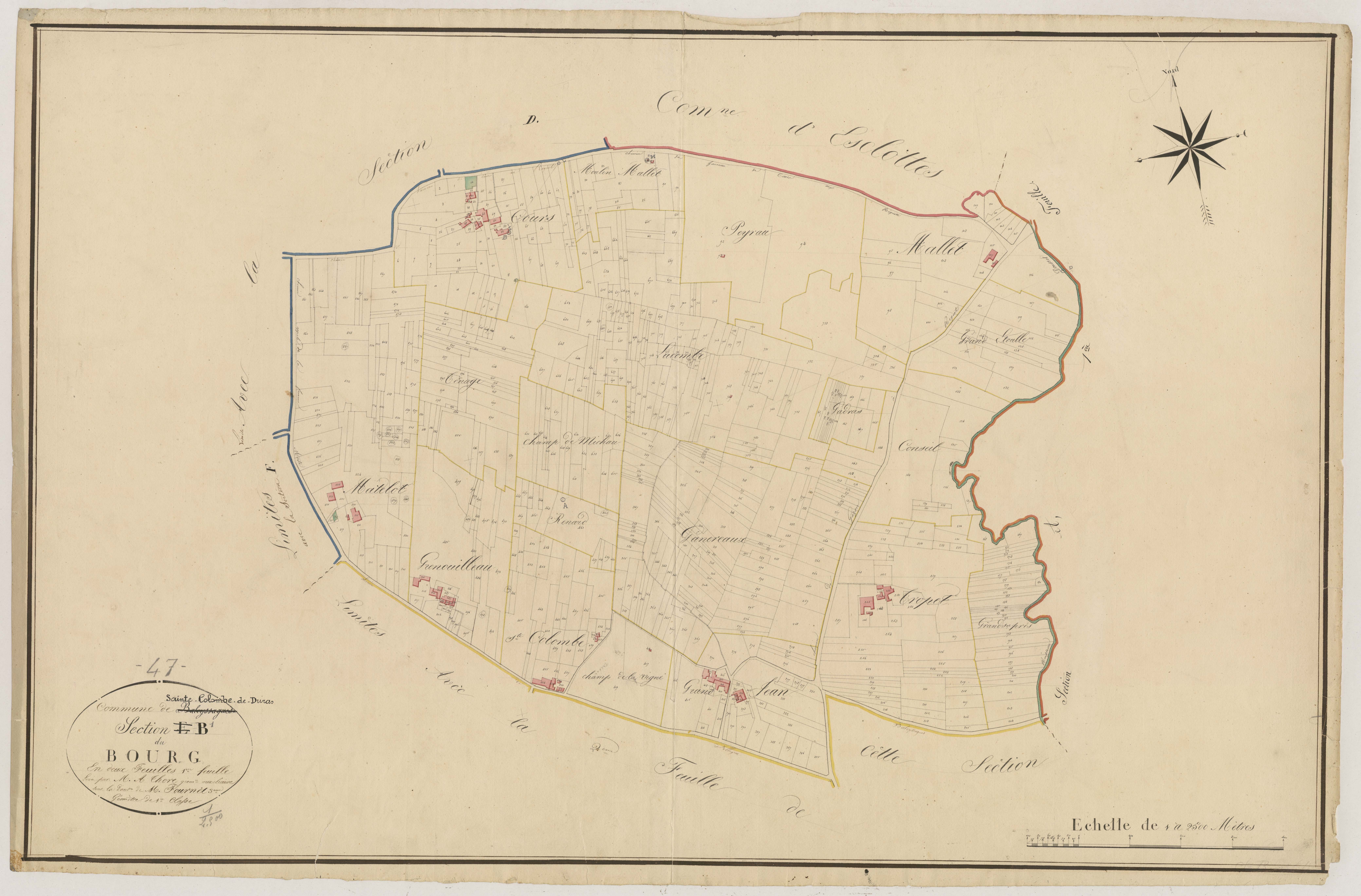 Plan napoléonien, atlas-B1 Le Bourg, Sainte-Colombe-de-Duras