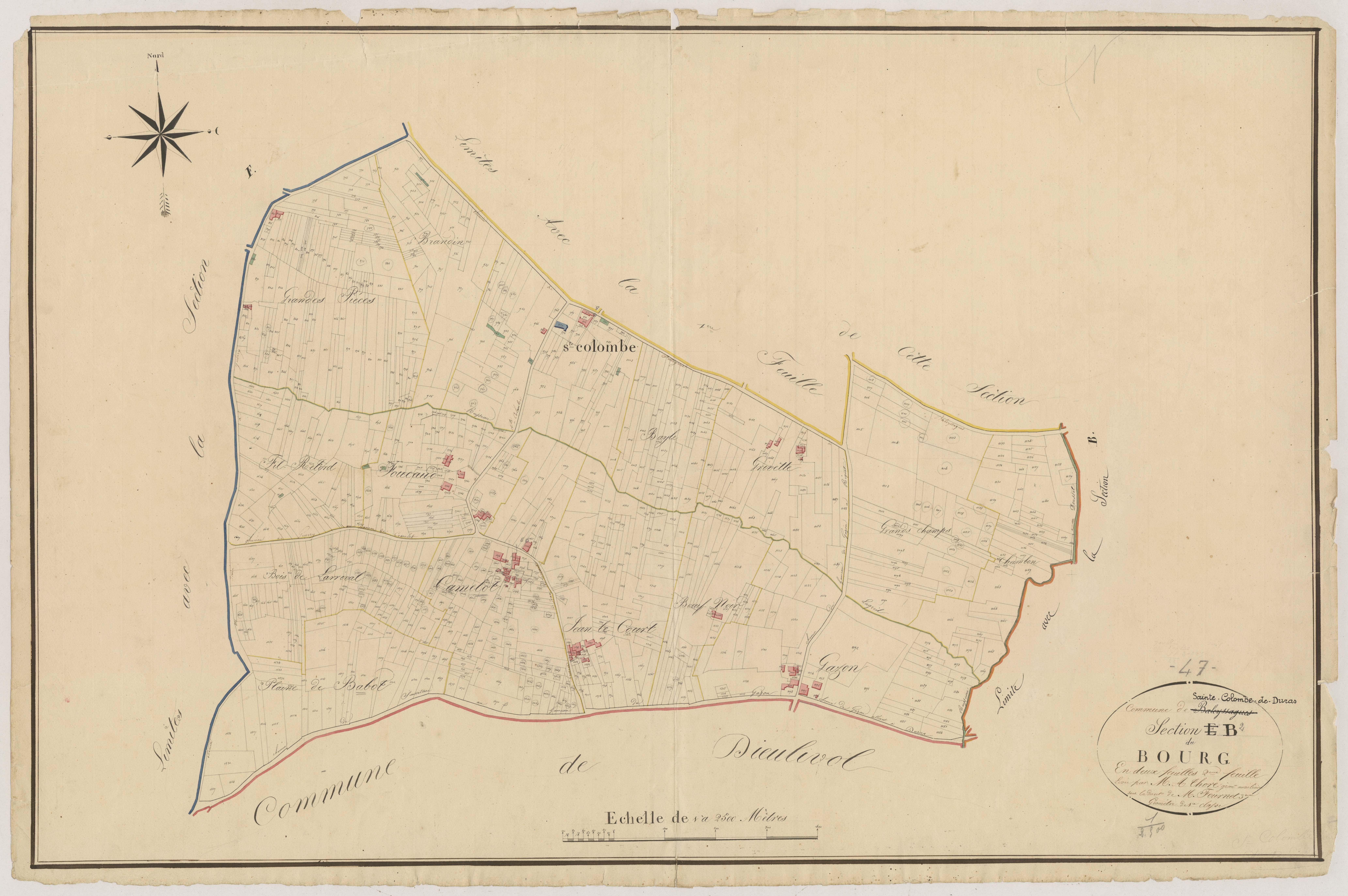 Plan napoléonien, atlas-B2 Le Bourg, Sainte-Colombe-de-Duras