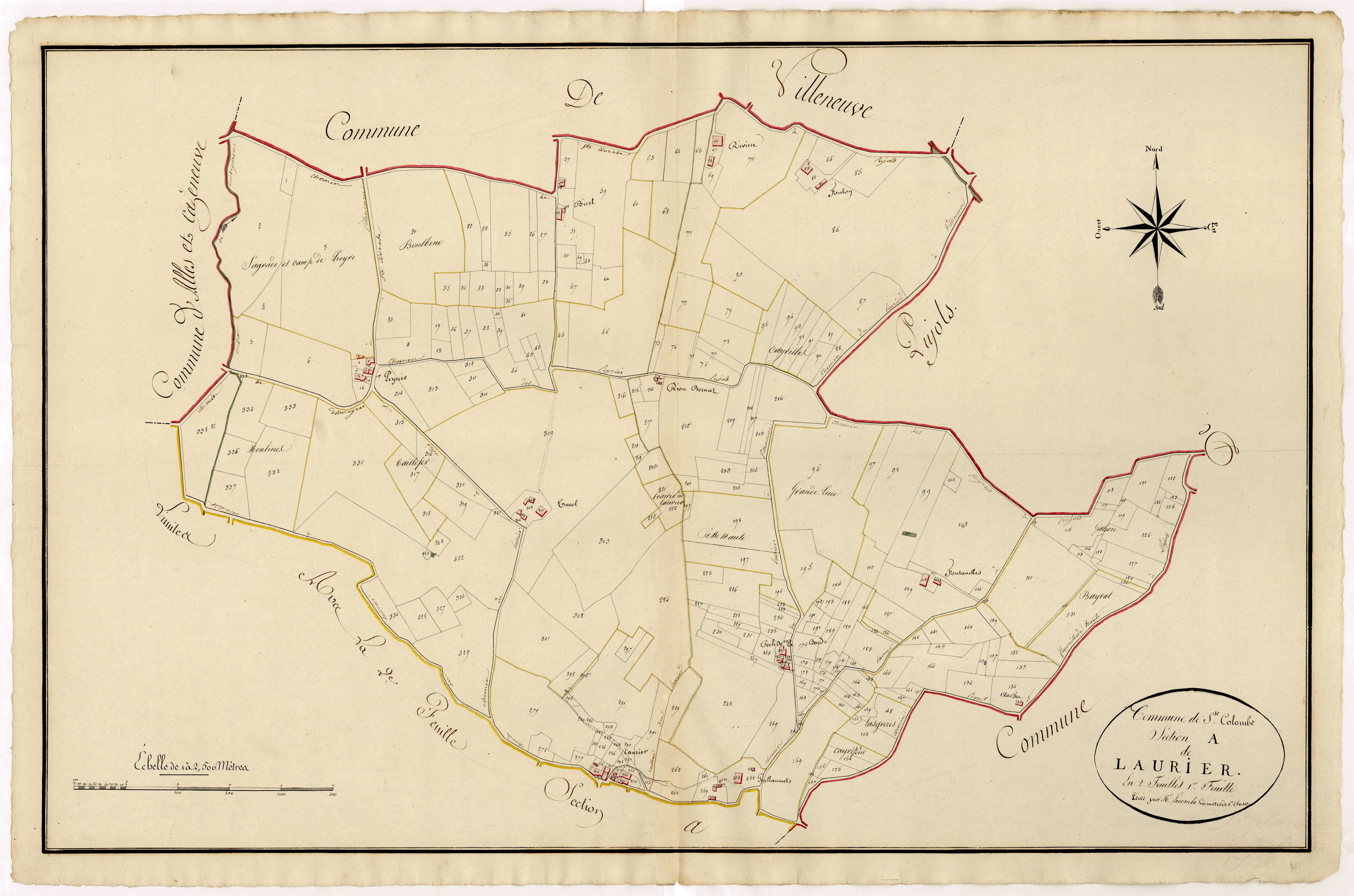 Plan primitif, atlas-A1 Laurier, Sainte-Colombe-de-Villeneuve