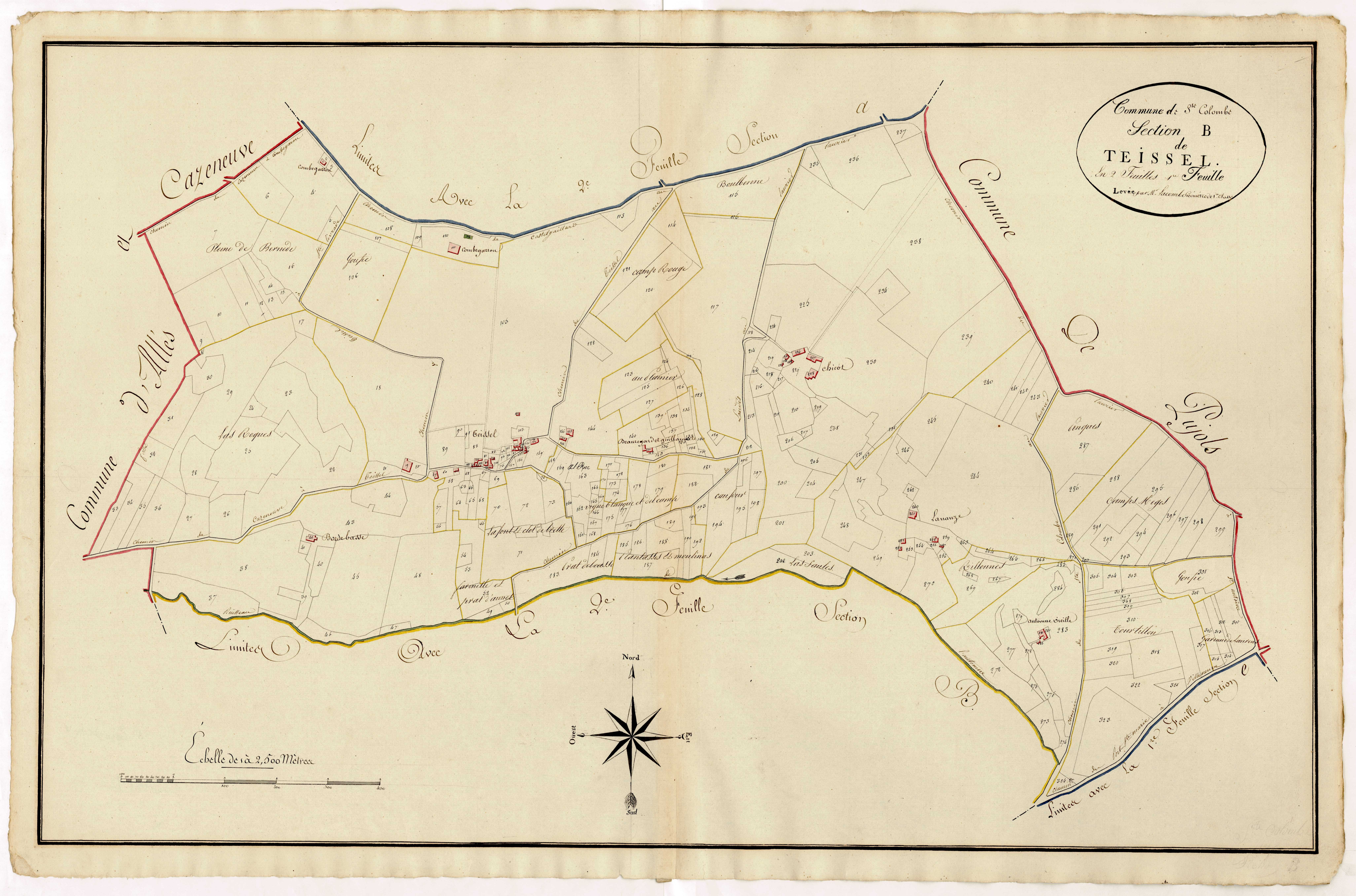 Plan primitif, atlas-B1 Teissel, Sainte-Colombe-de-Villeneuve