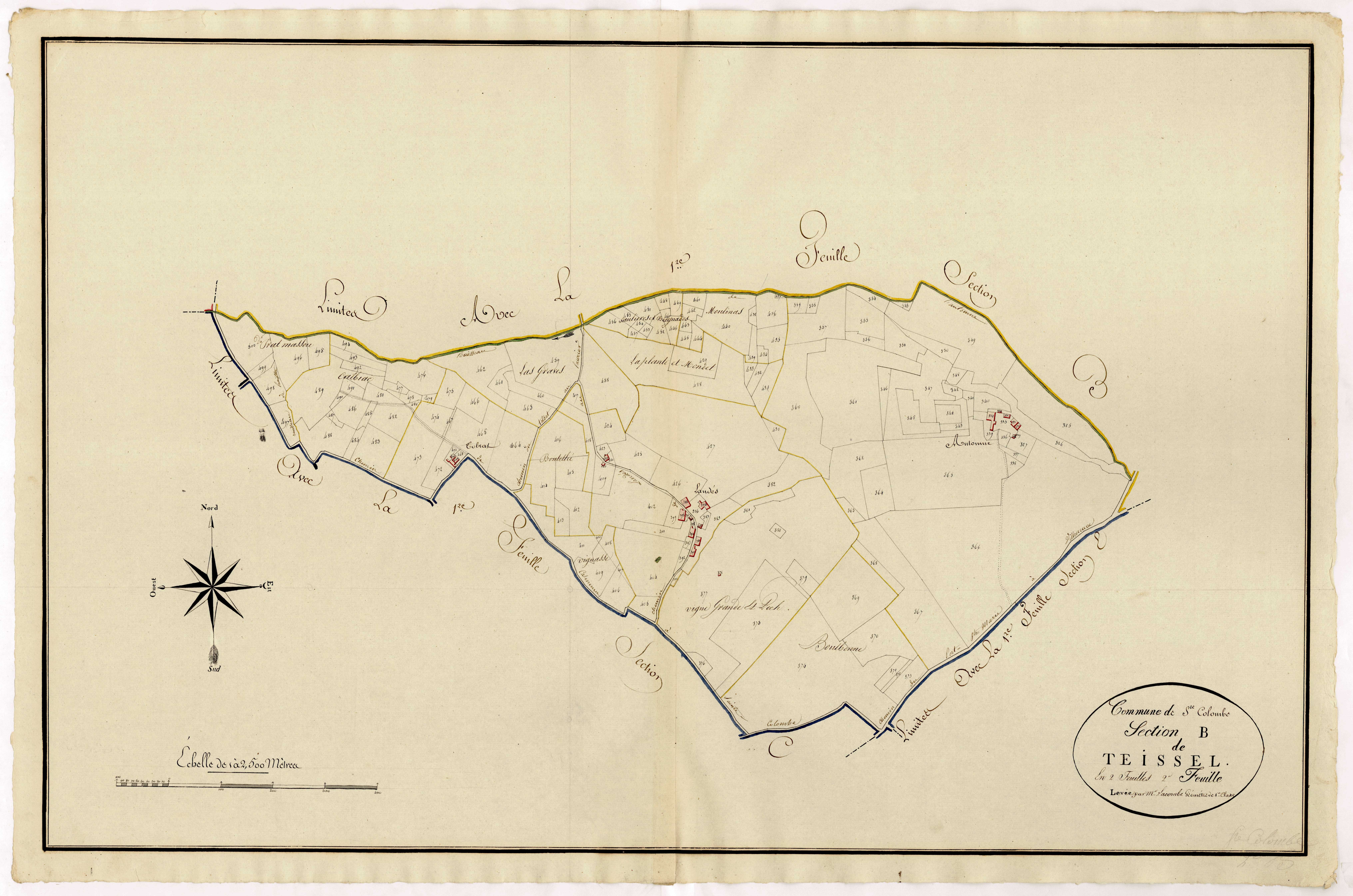 Plan primitif, atlas-B2 Teissel, Sainte-Colombe-de-Villeneuve
