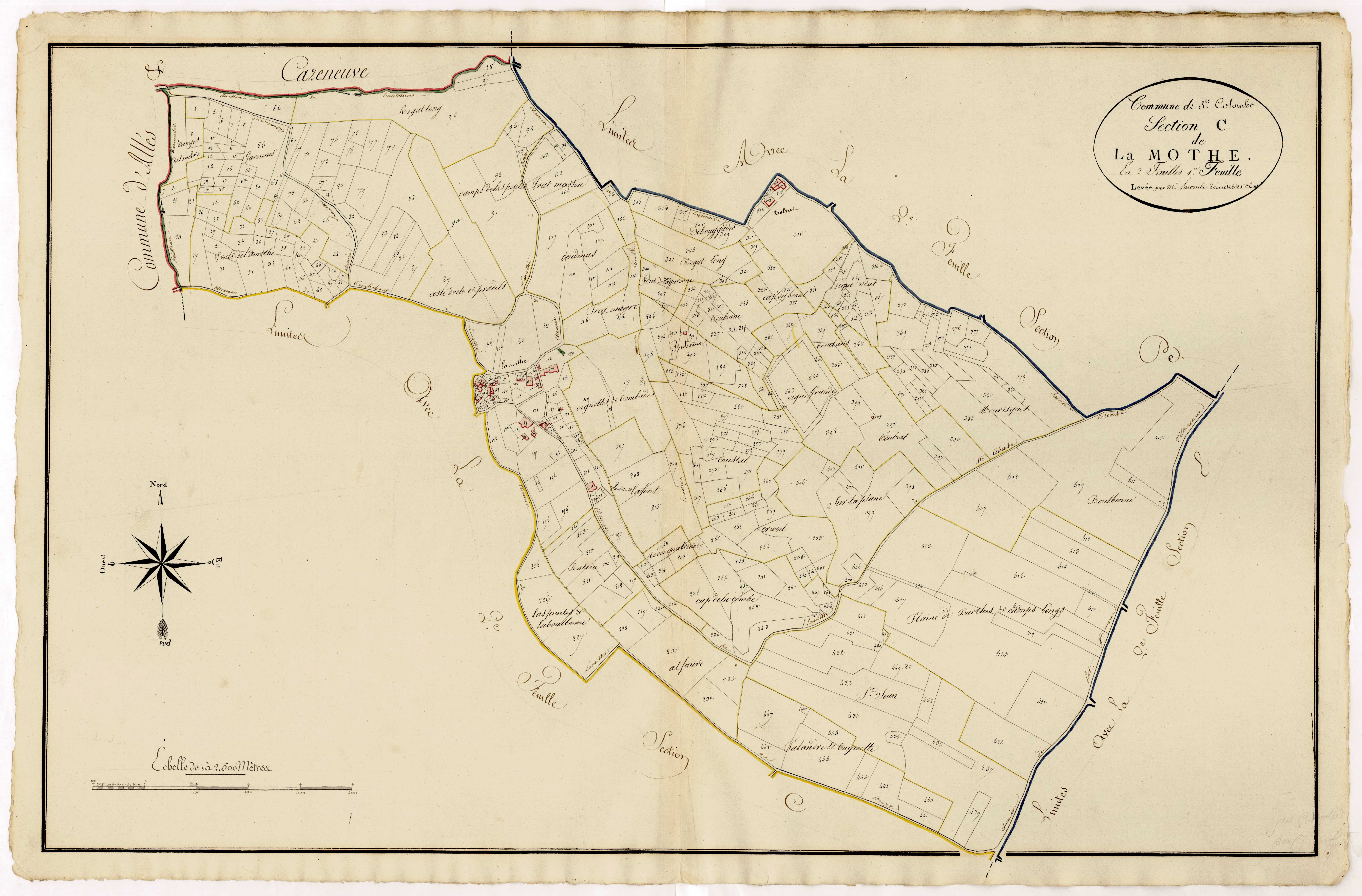 Plan primitif, atlas-C1 La Mothe, Sainte-Colombe-de-Villeneuve