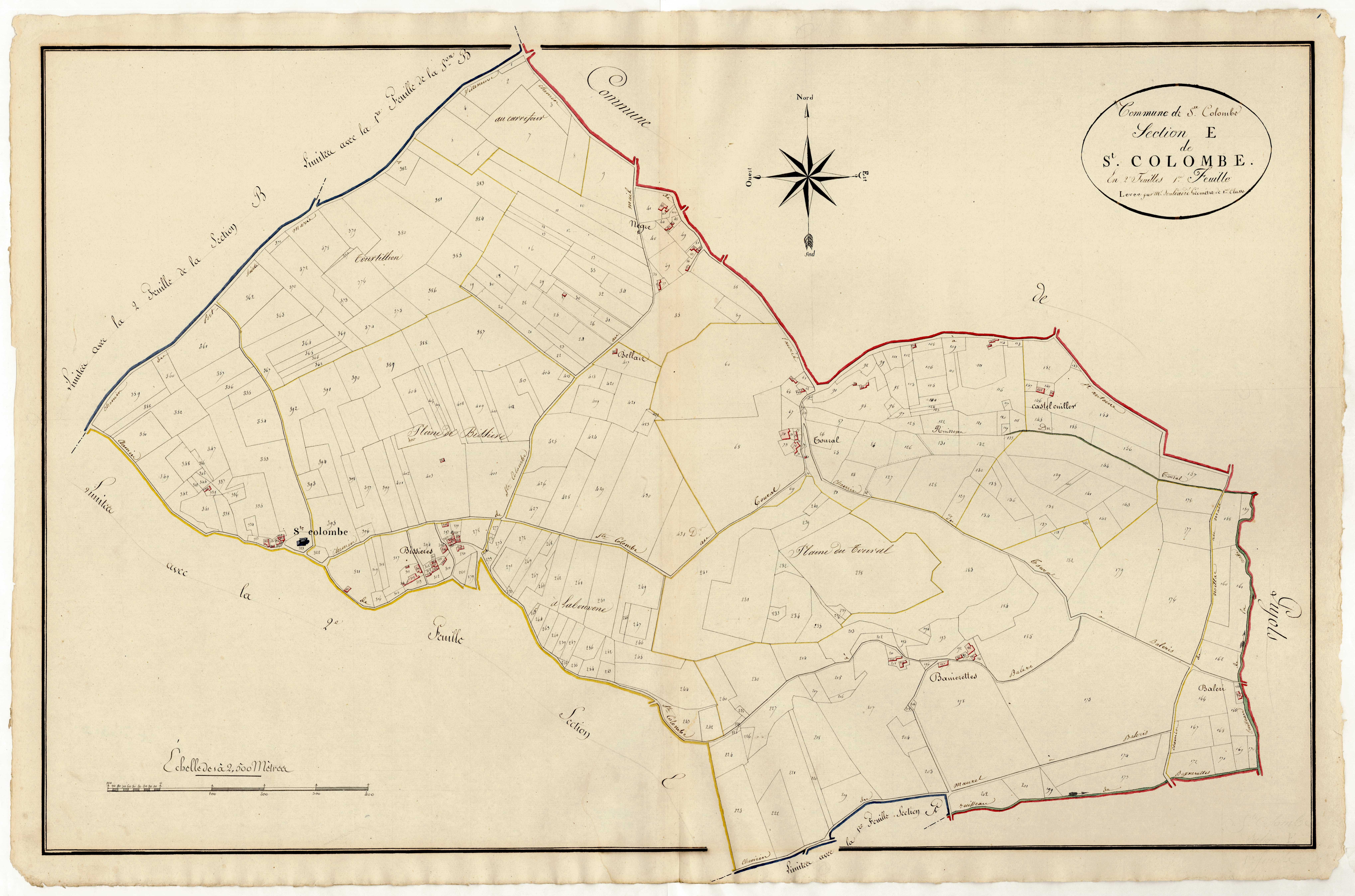 Plan primitif, atlas-E1 Sainte-Colombe, Sainte-Colombe-de-Villeneuve