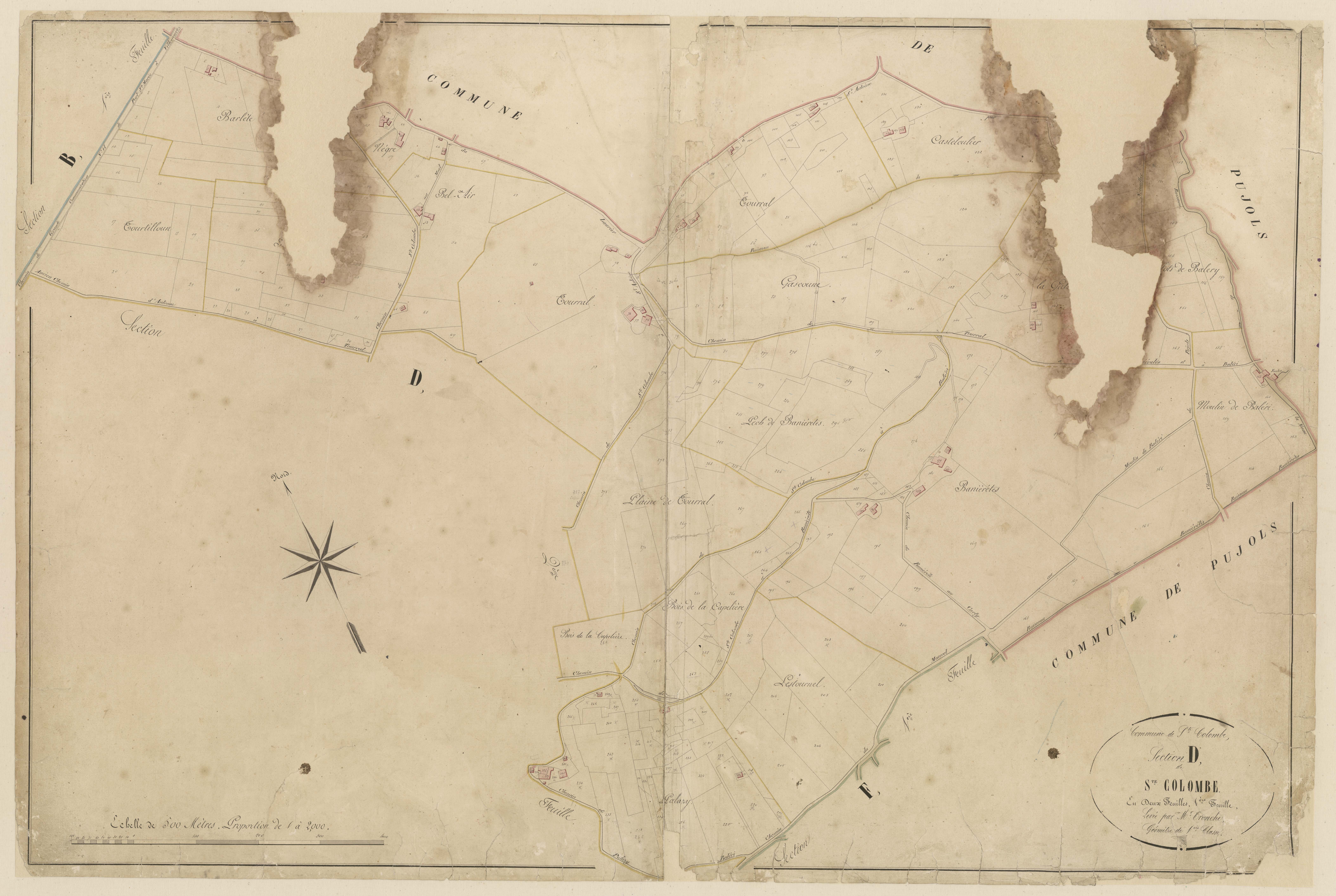 Plan napoléonien-D1 Tonnielle, Sainte-Colombe-de-Villeneuve