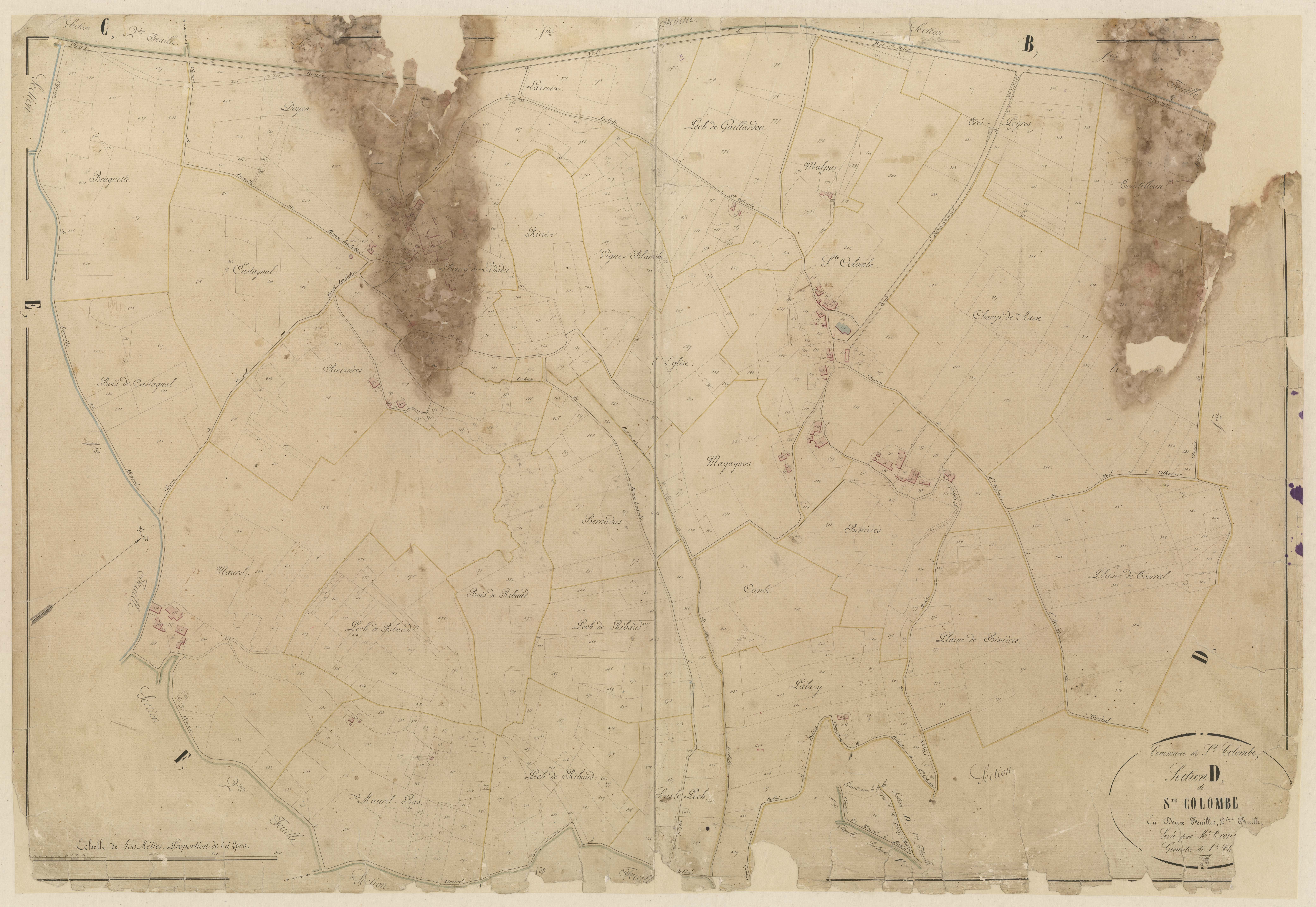 Plan napoléonien-D2 Tonnielle, Sainte-Colombe-de-Villeneuve