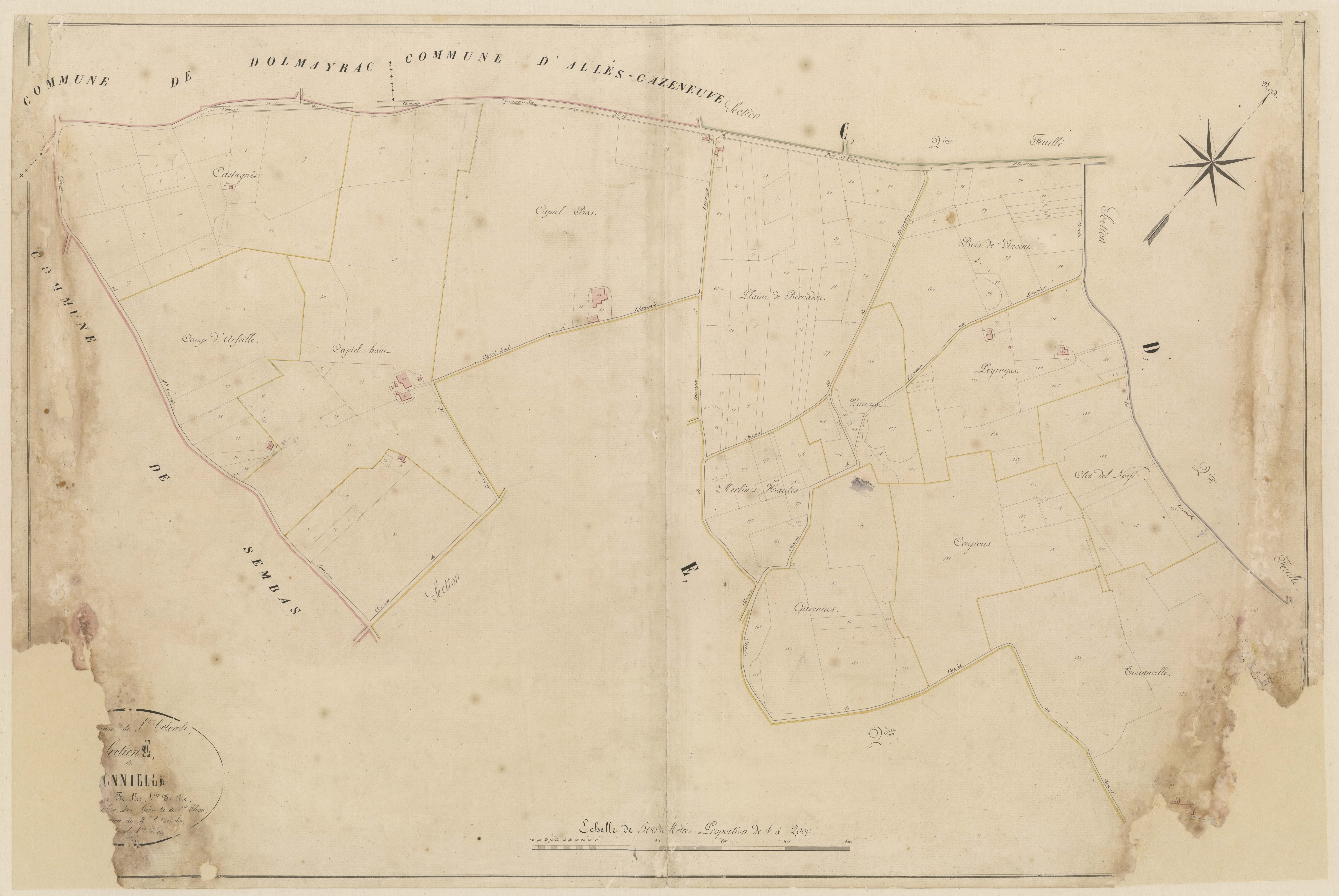 Plan napoléonien-E1 Sainte-Colombe, Sainte-Colombe-de-Villeneuve