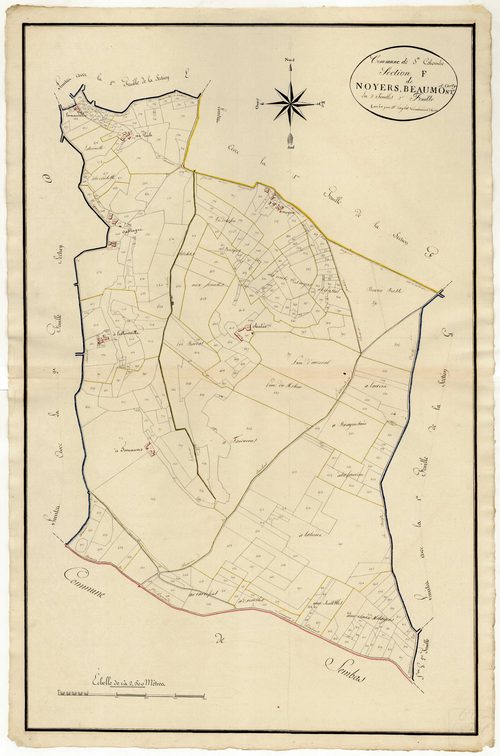 Plan primitif, atlas-F2 Noyers, Beaumont et Carty, Sainte-Colombe-de-Villeneuve