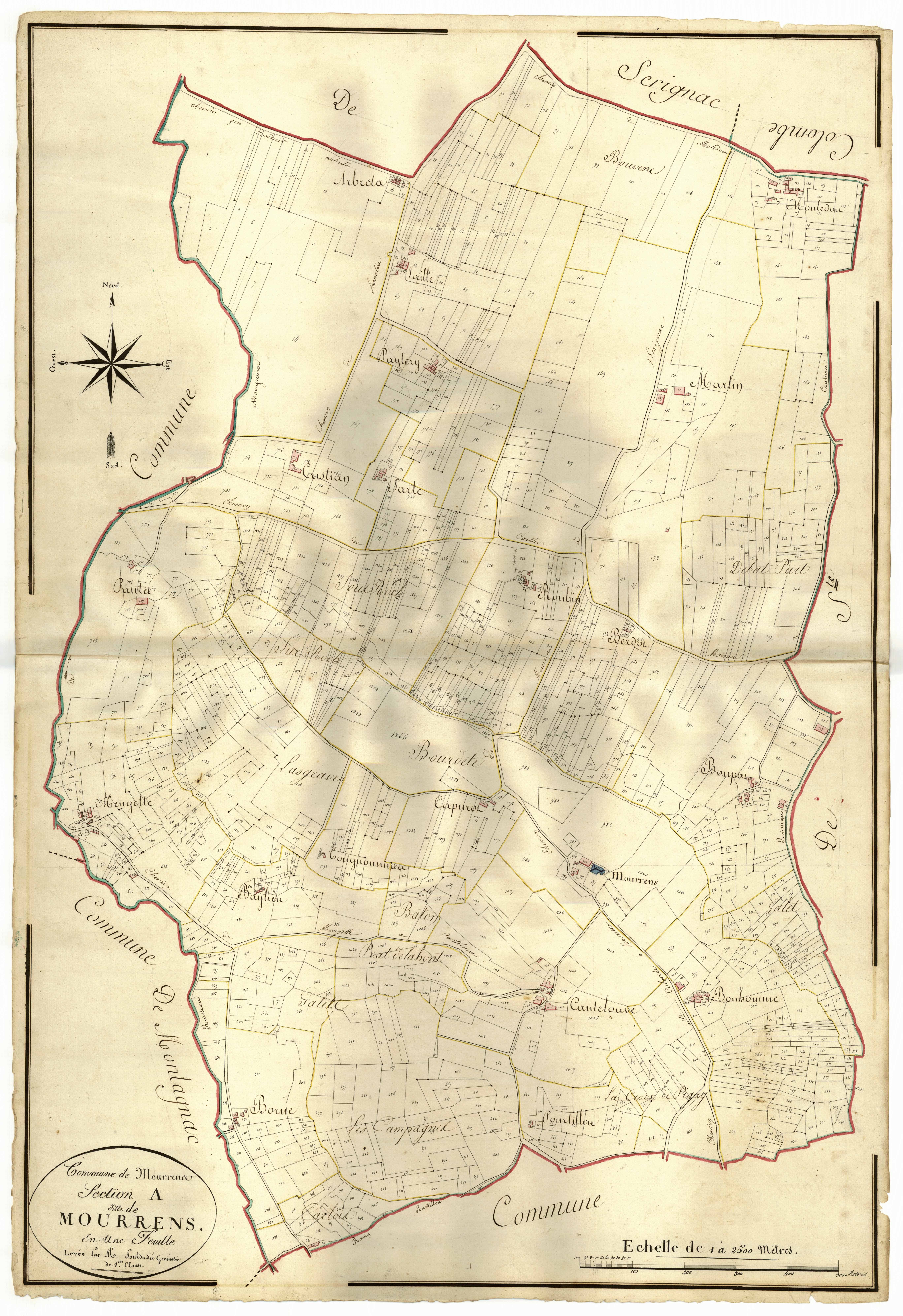 Plan napoléonien, atlas-A Mourrens, Mourrens (voir Sainte-Colombe-en-Bruilhois)