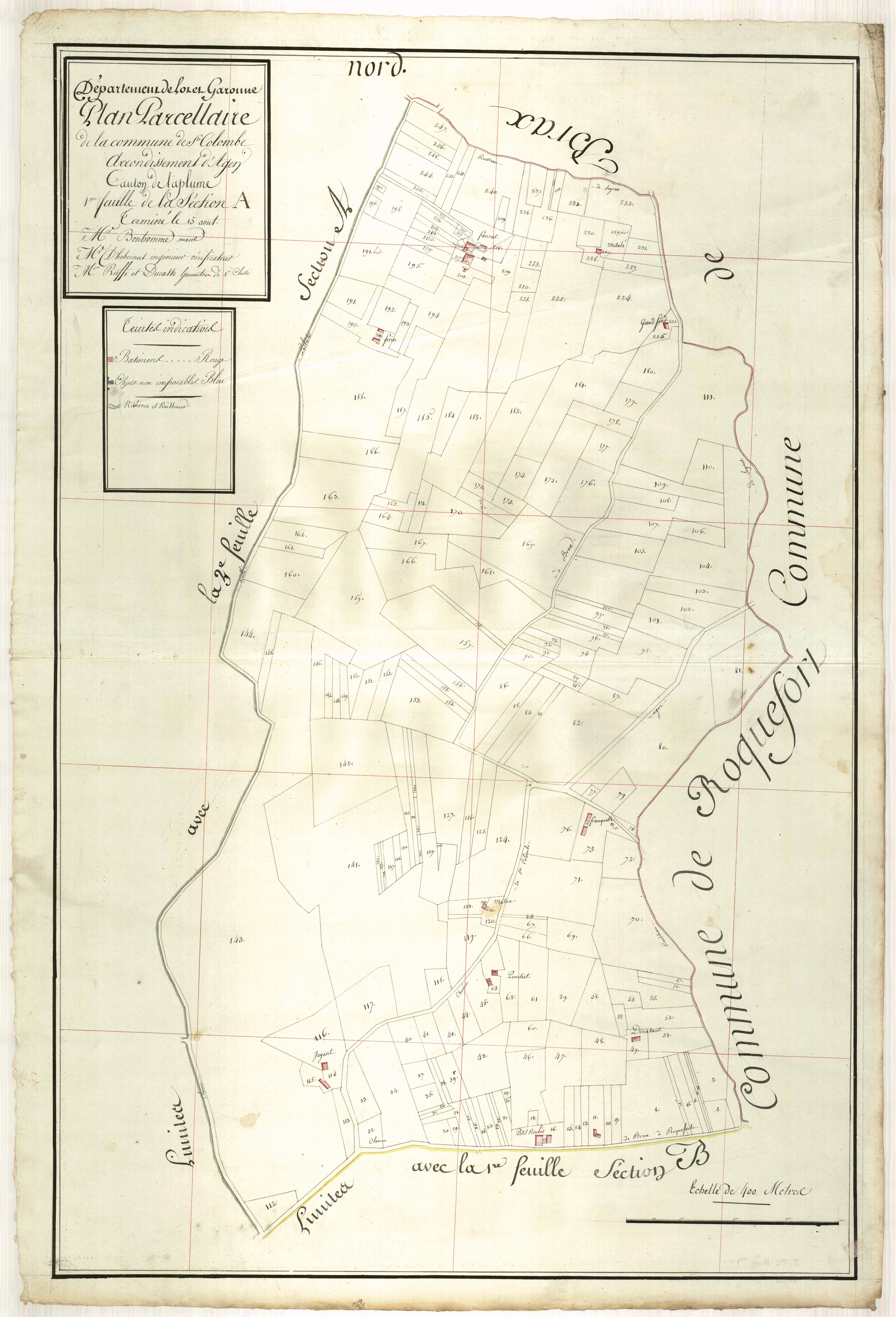 Plan primitif, atlas-A1, Sainte-Colombe-en-Bruilhois