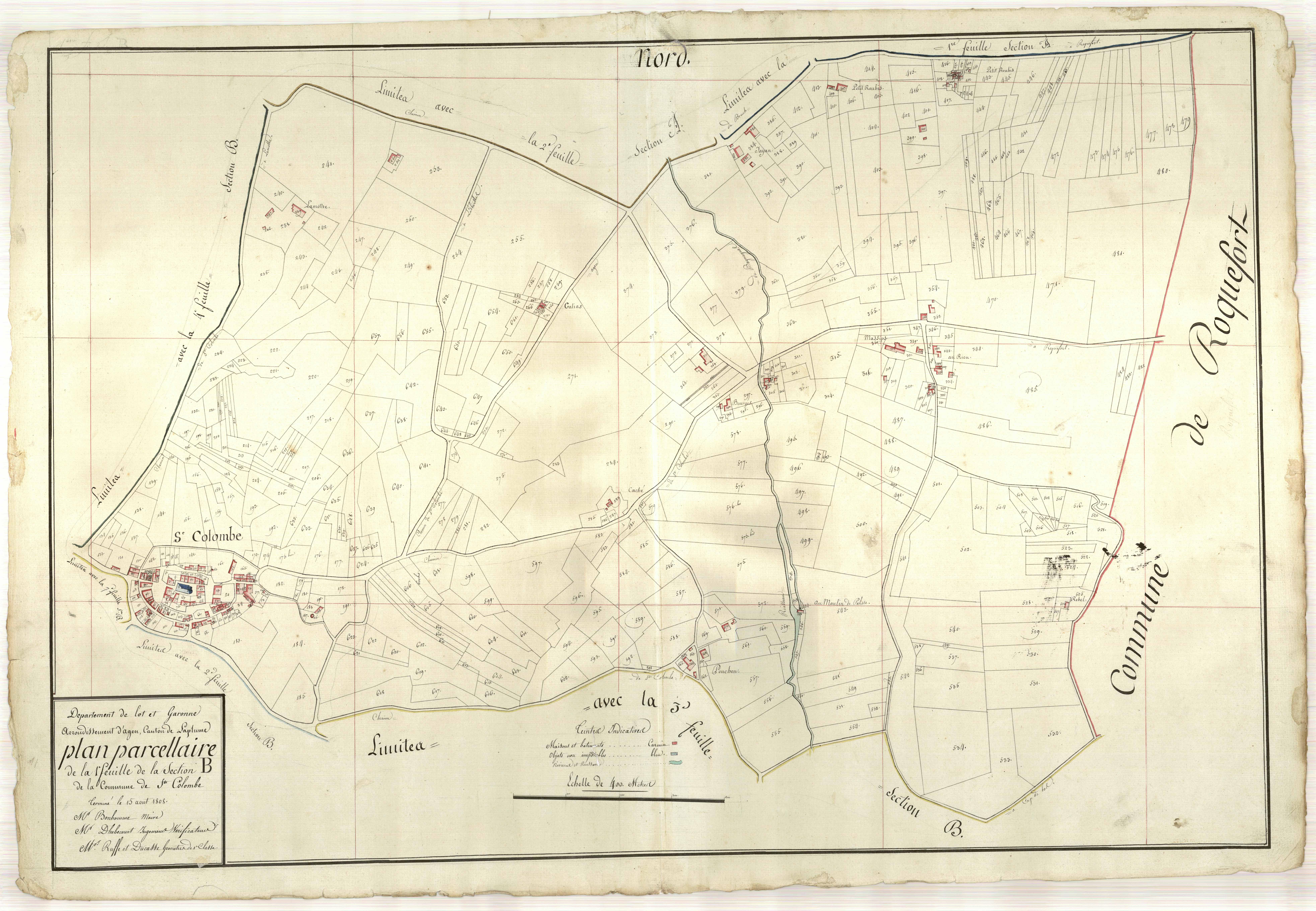 Plan primitif, atlas-B1, Sainte-Colombe-en-Bruilhois
