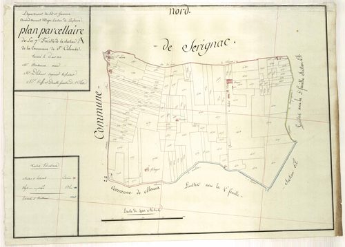 Plan primitif, atlas-A7, Sainte-Colombe-en-Bruilhois