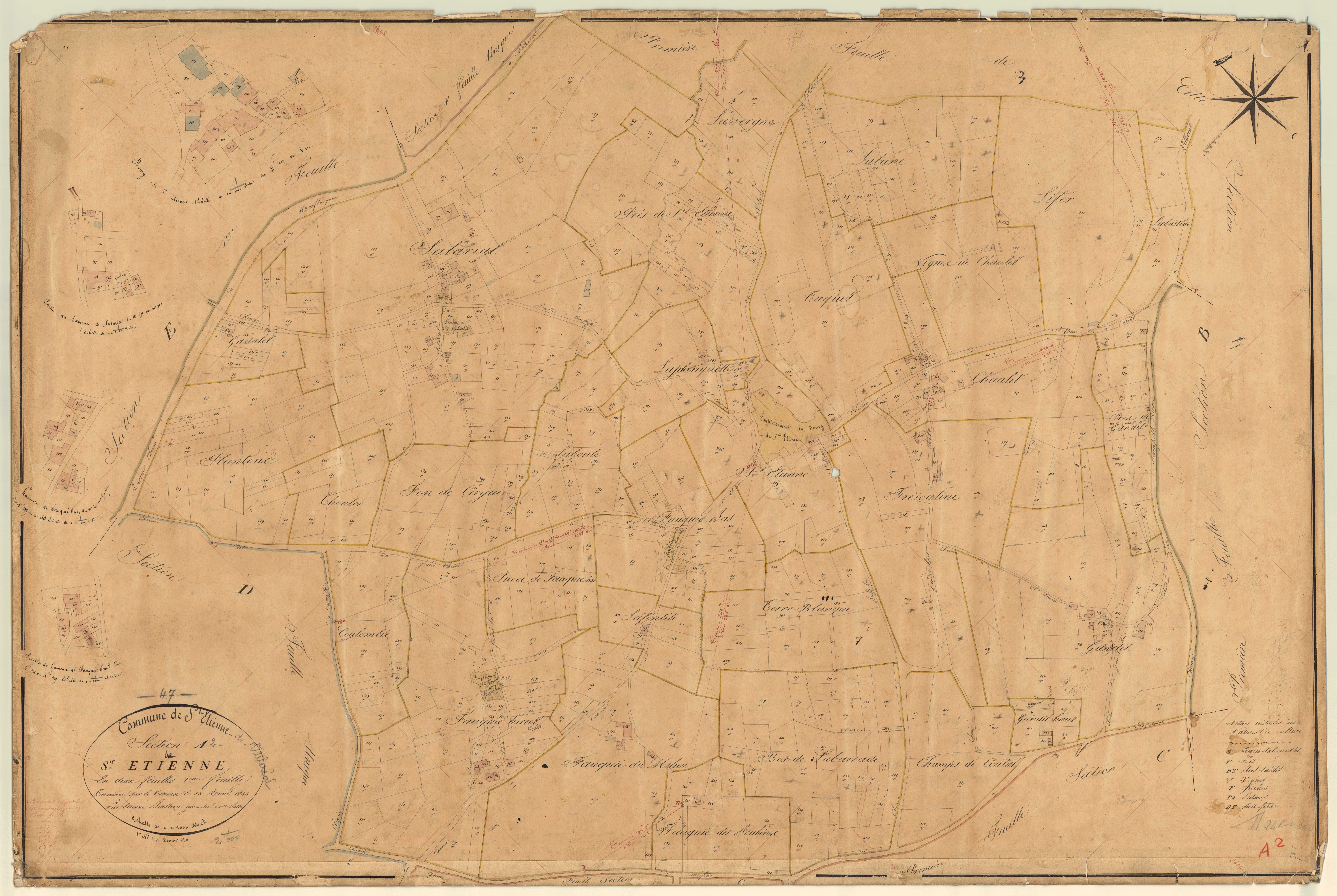 Plan napoléonien, feuille préparatoire-A2 Saint-Etienne, Saint-Étienne-de-Villeréal