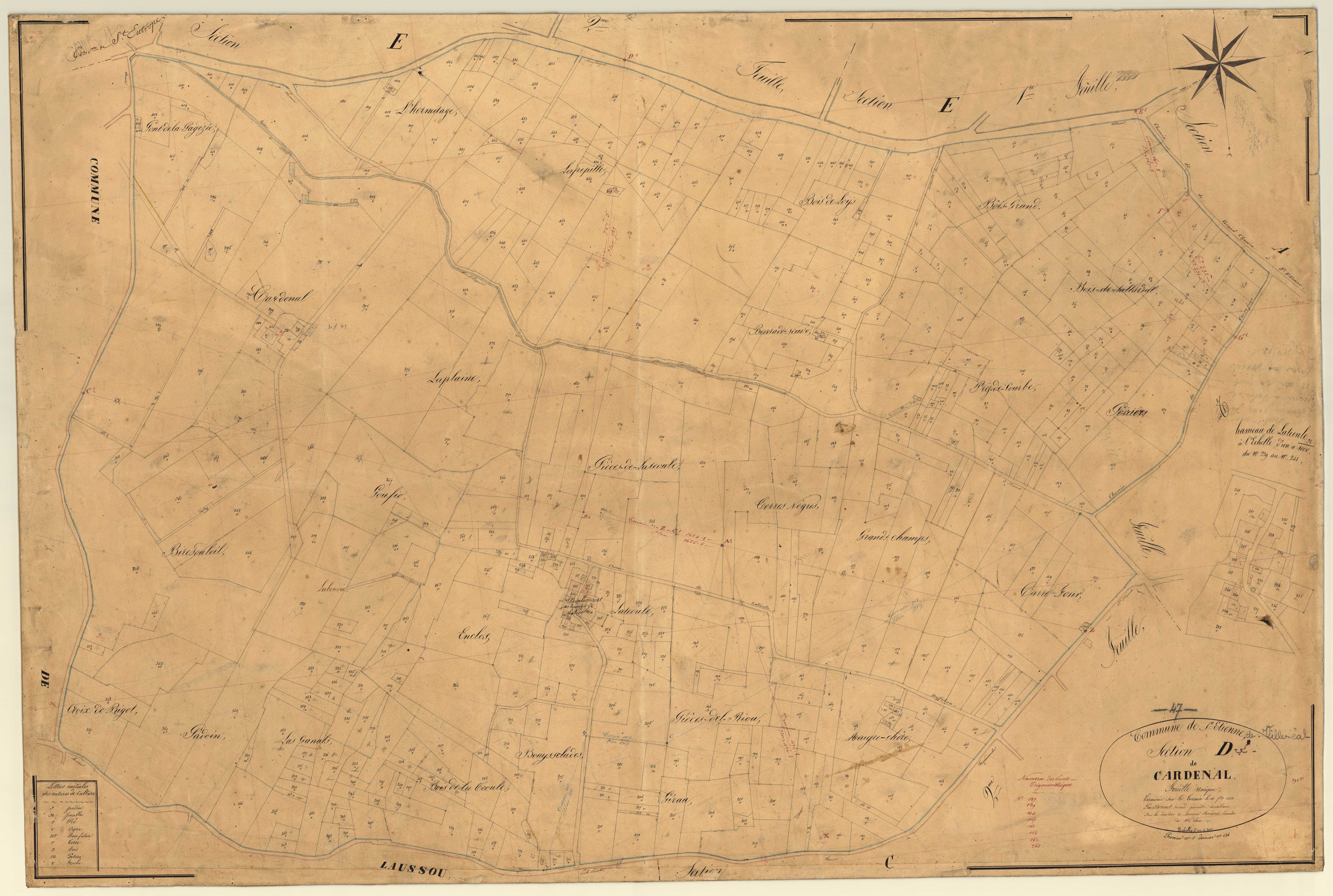 Plan napoléonien, feuille préparatoire-D Cardenal, Saint-Étienne-de-Villeréal