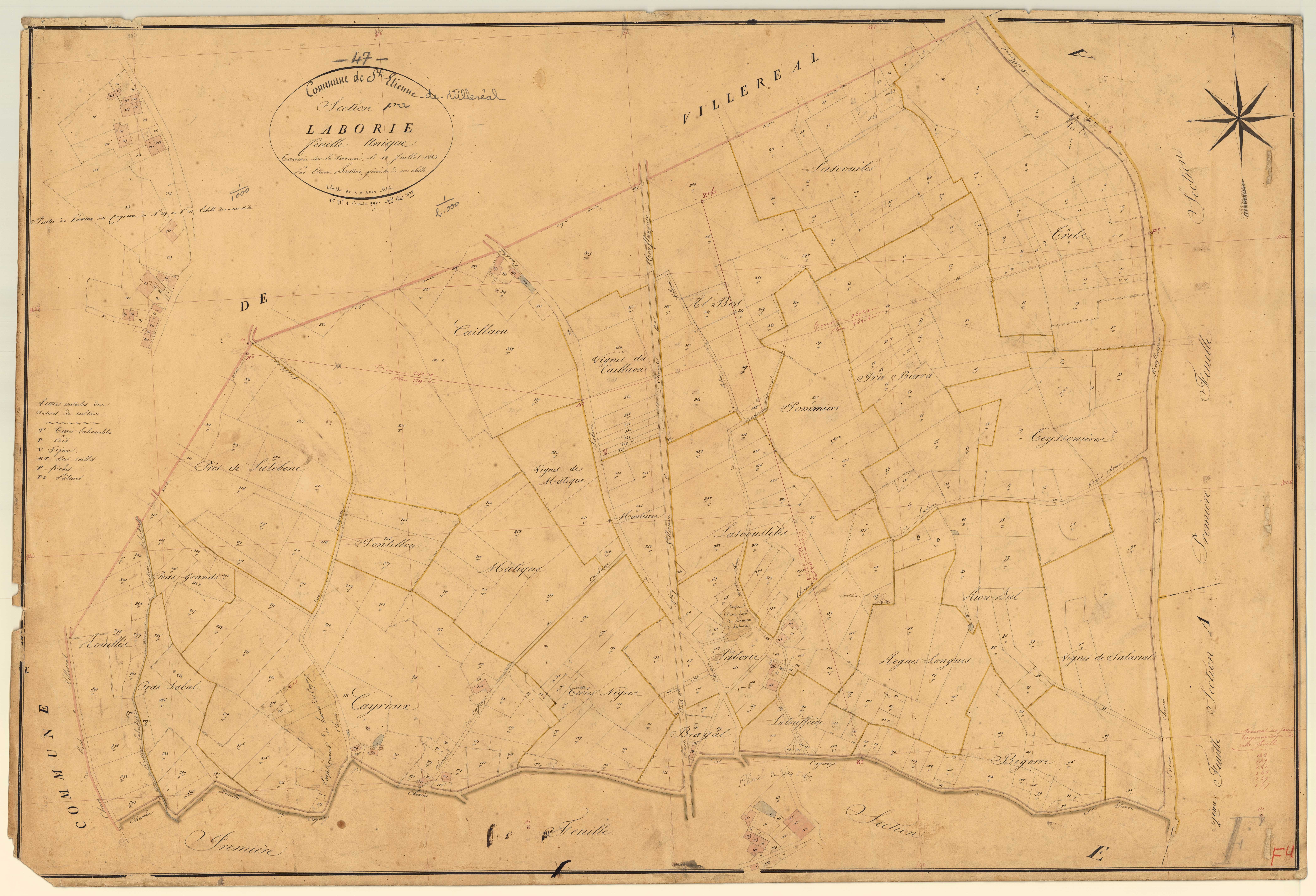Plan napoléonien, feuille préparatoire-F Laborie, Saint-Étienne-de-Villeréal