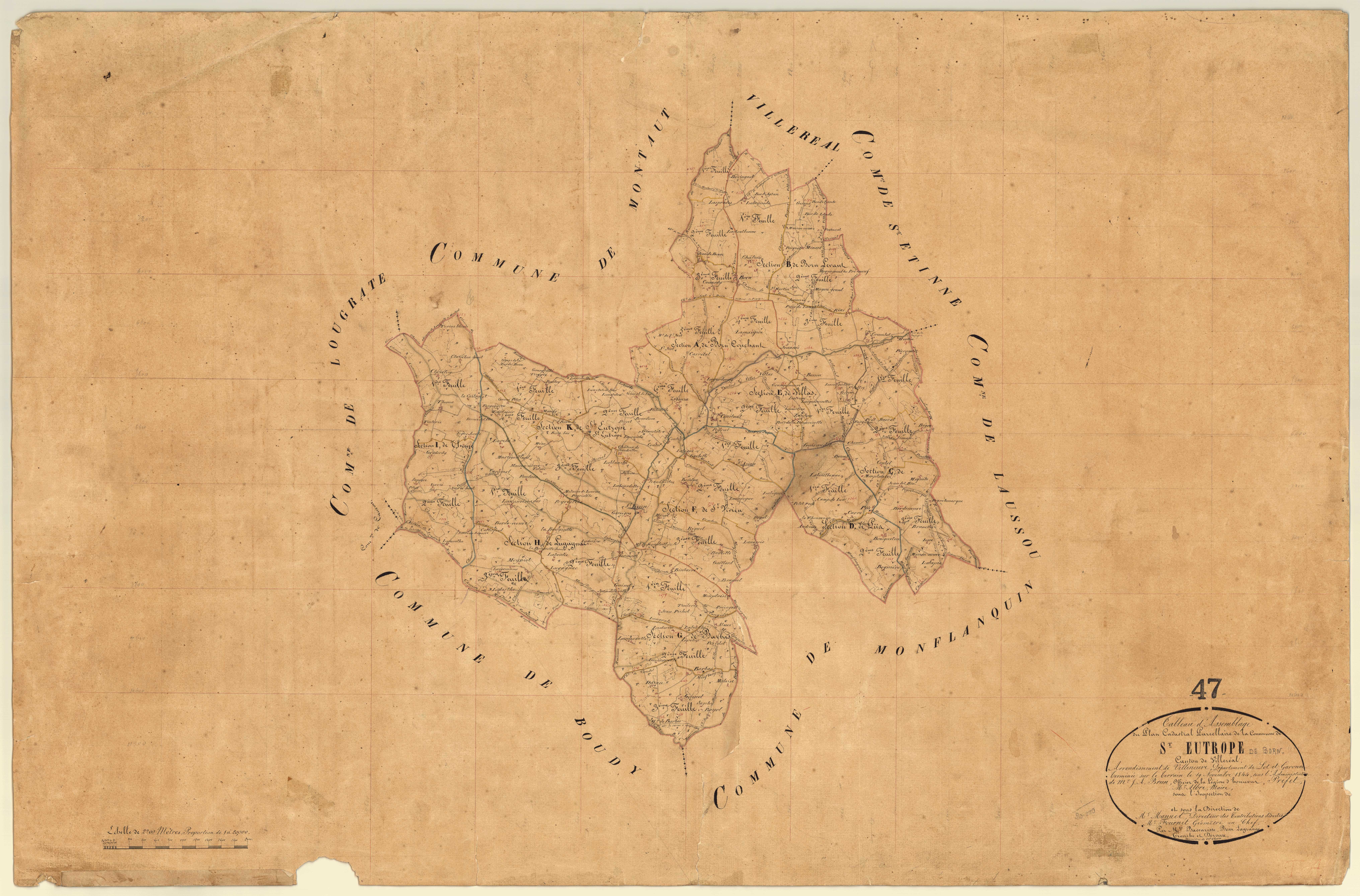 Plan napoléonien, feuille préparatoire-TA, Saint-Eutrope-de-Born