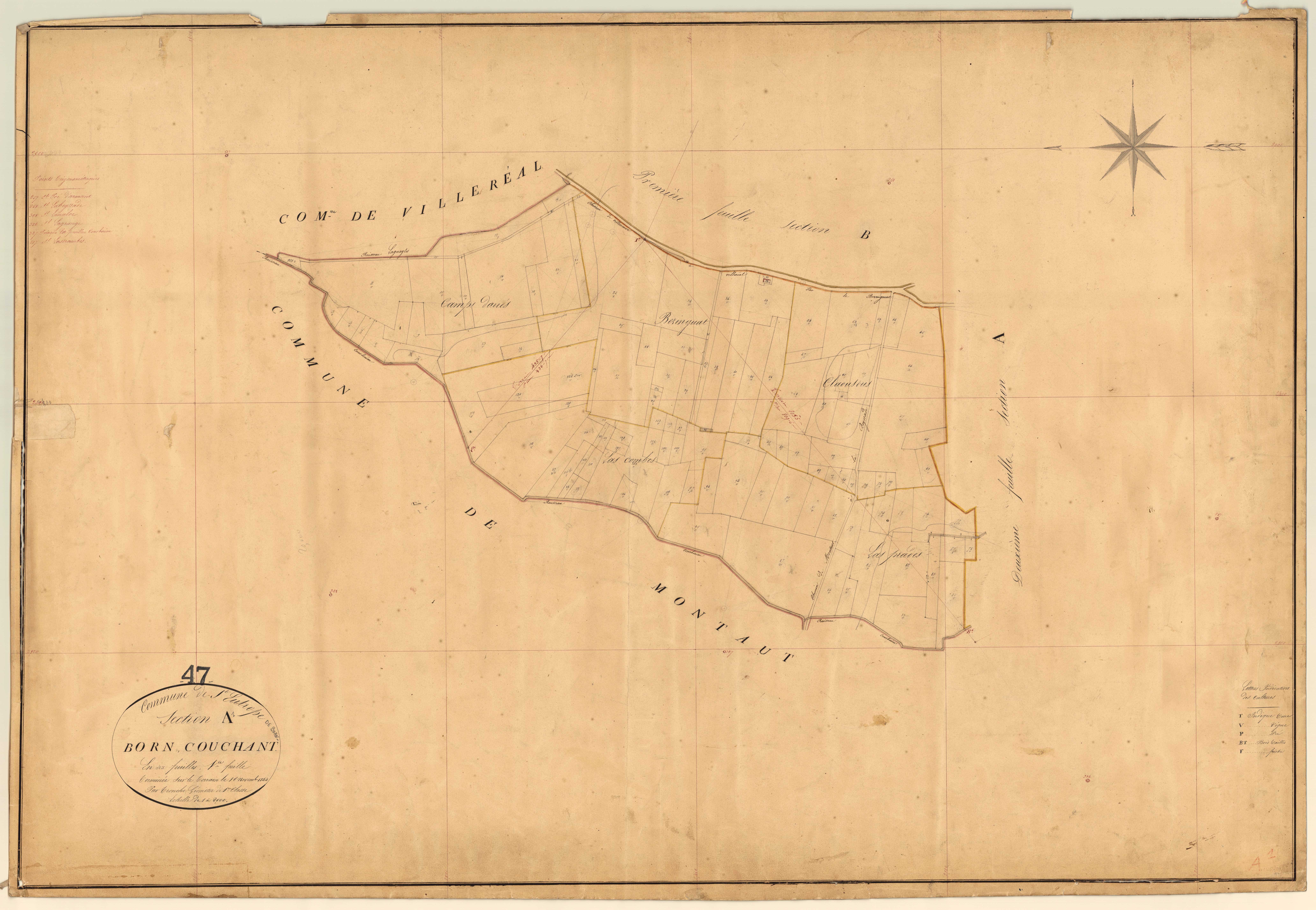 Plan napoléonien, feuille préparatoire-A1 Born couchant, Saint-Eutrope-de-Born