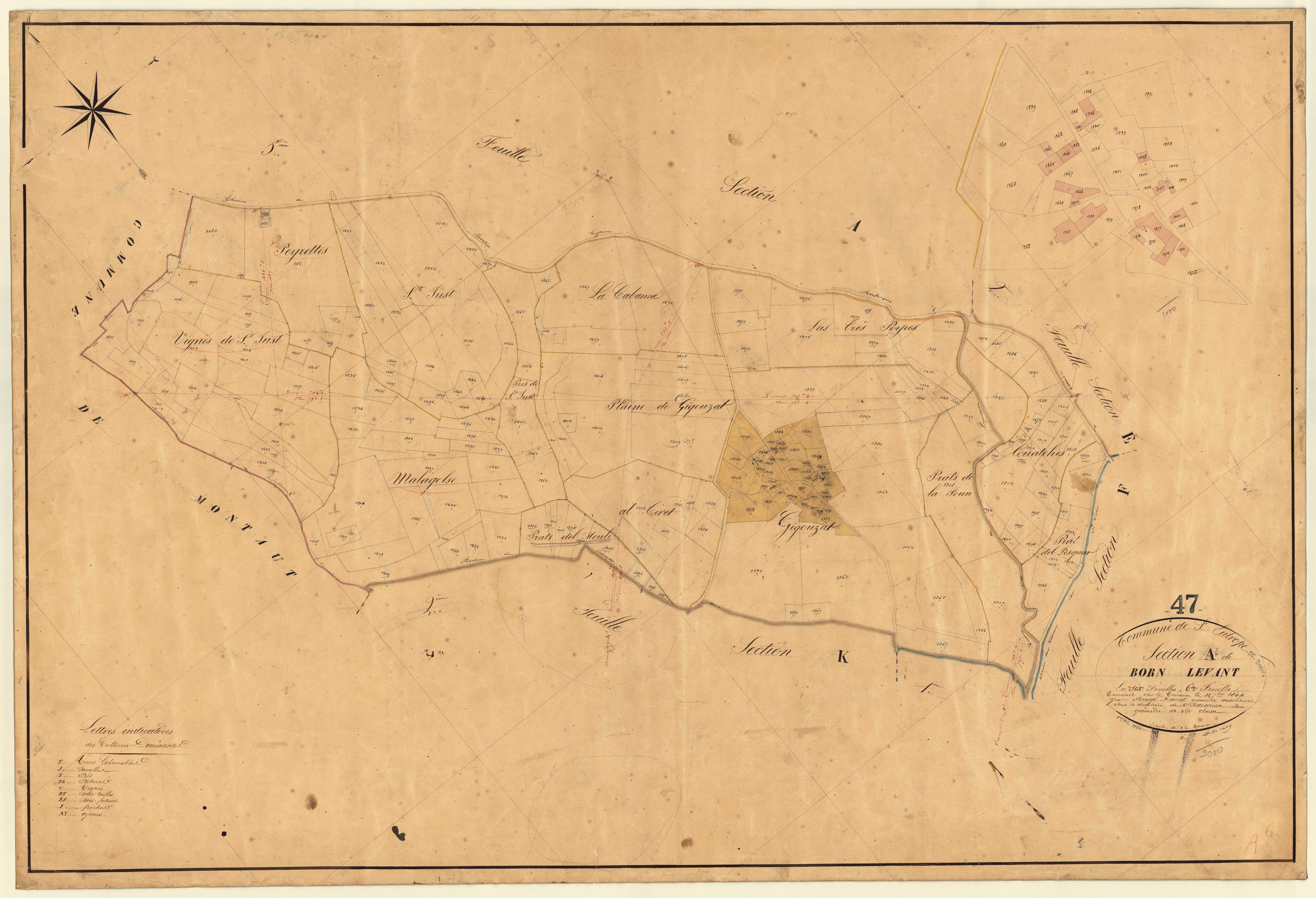 Plan napoléonien, feuille préparatoire-A6 Born couchant, Saint-Eutrope-de-Born