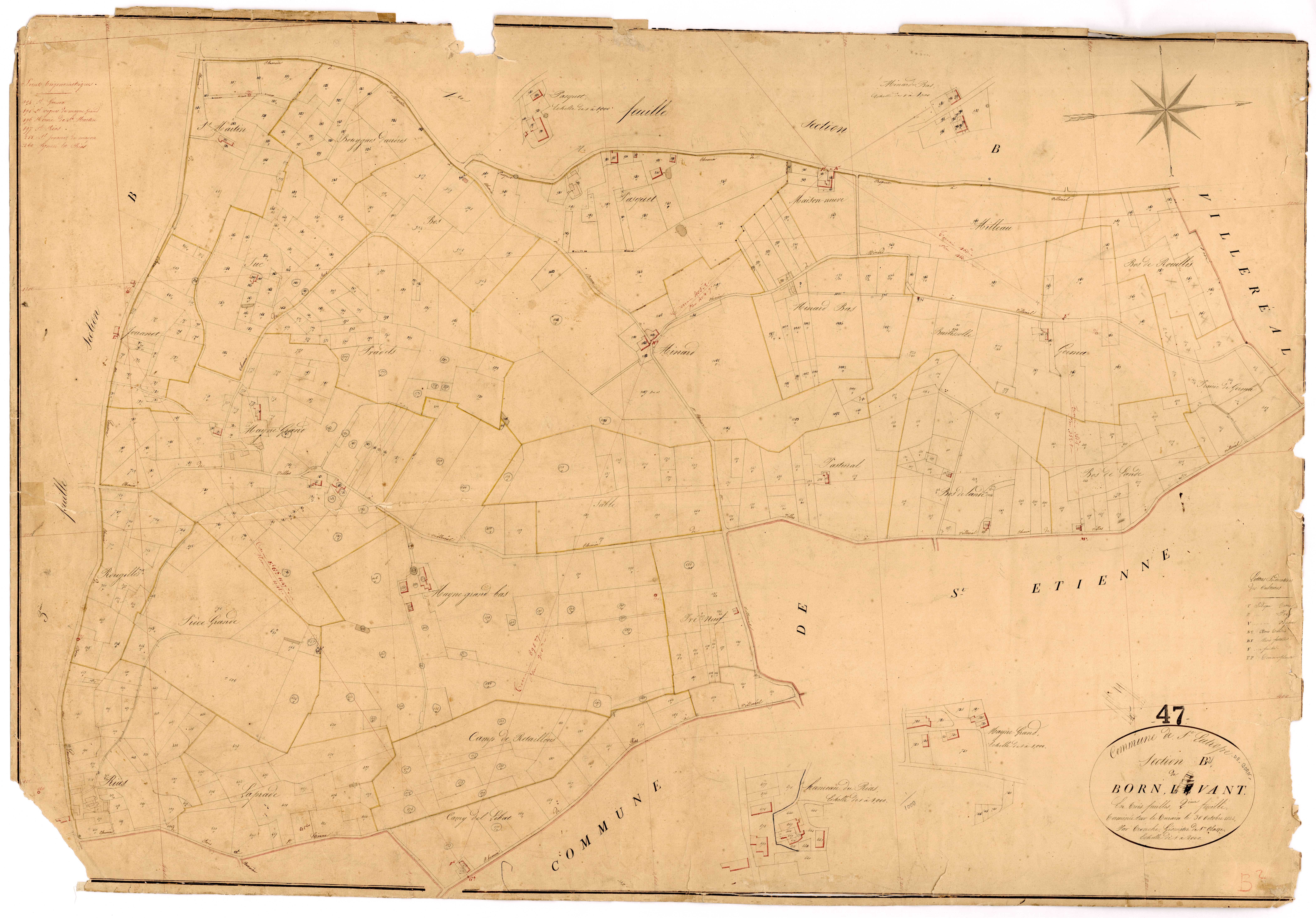 Plan napoléonien, feuille préparatoire-B2 Born levant, Saint-Eutrope-de-Born
