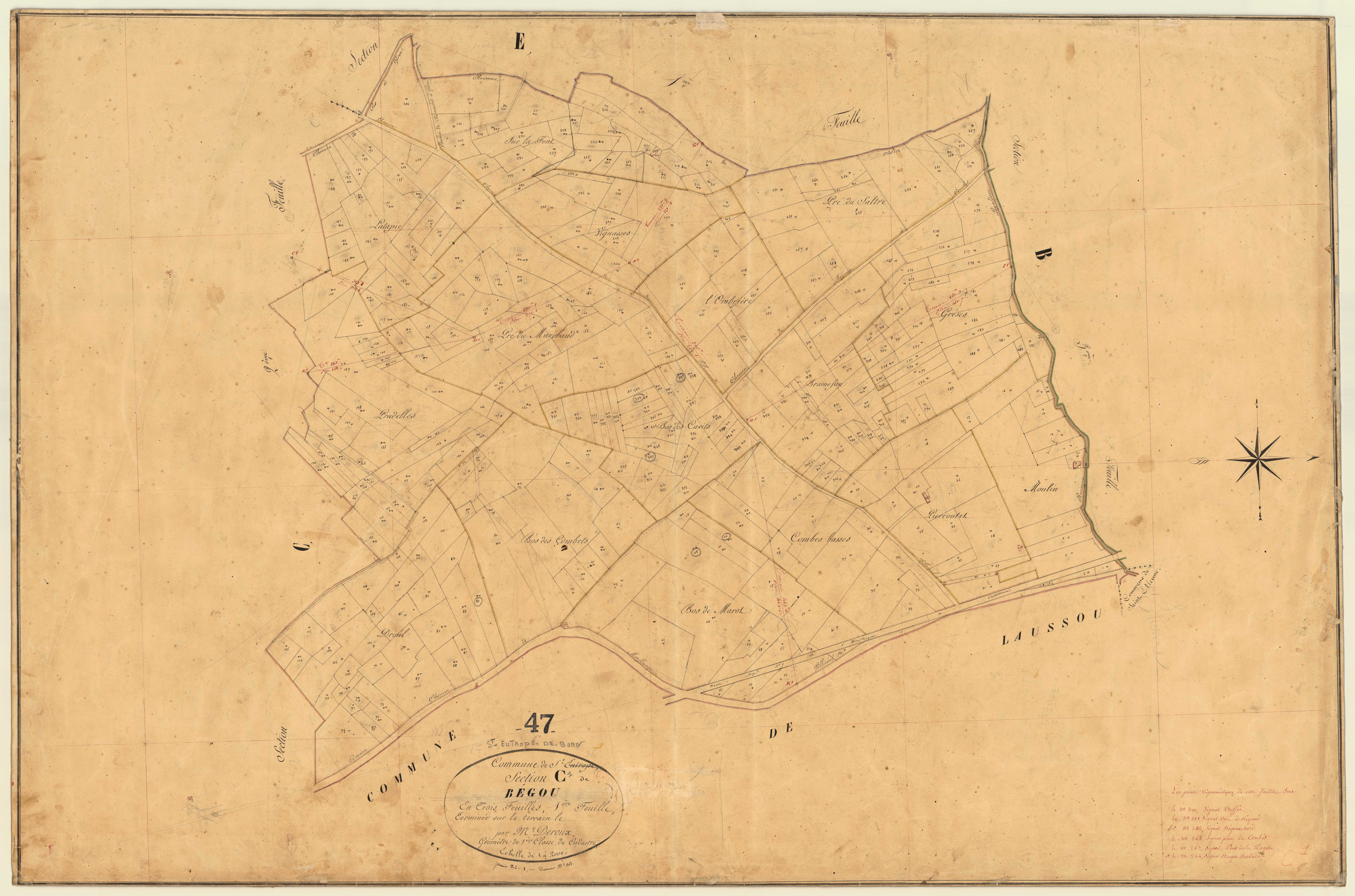 Plan napoléonien, feuille préparatoire-C1 Bégou, Saint-Eutrope-de-Born