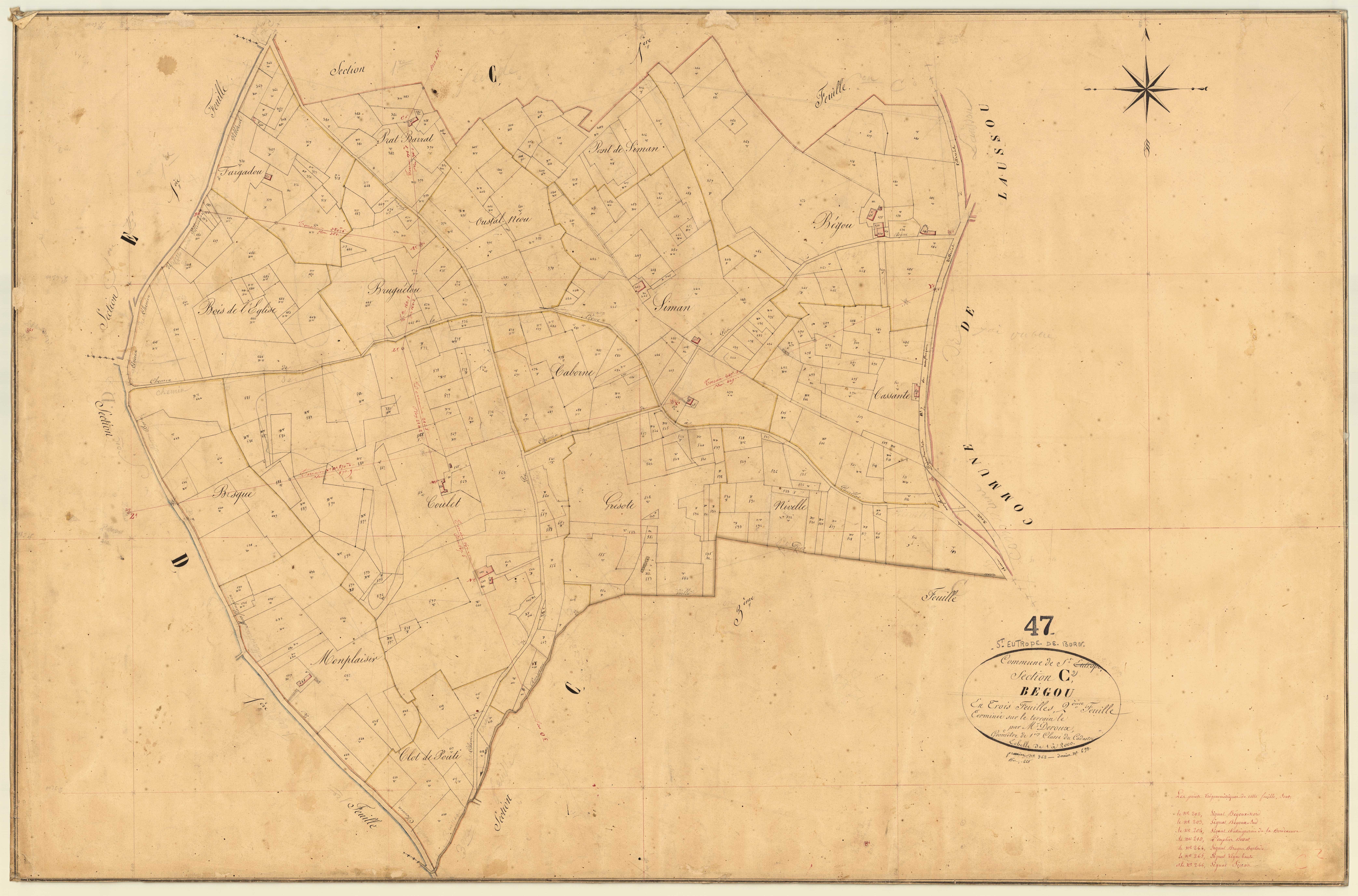 Plan napoléonien, feuille préparatoire-C2 Bégou, Saint-Eutrope-de-Born