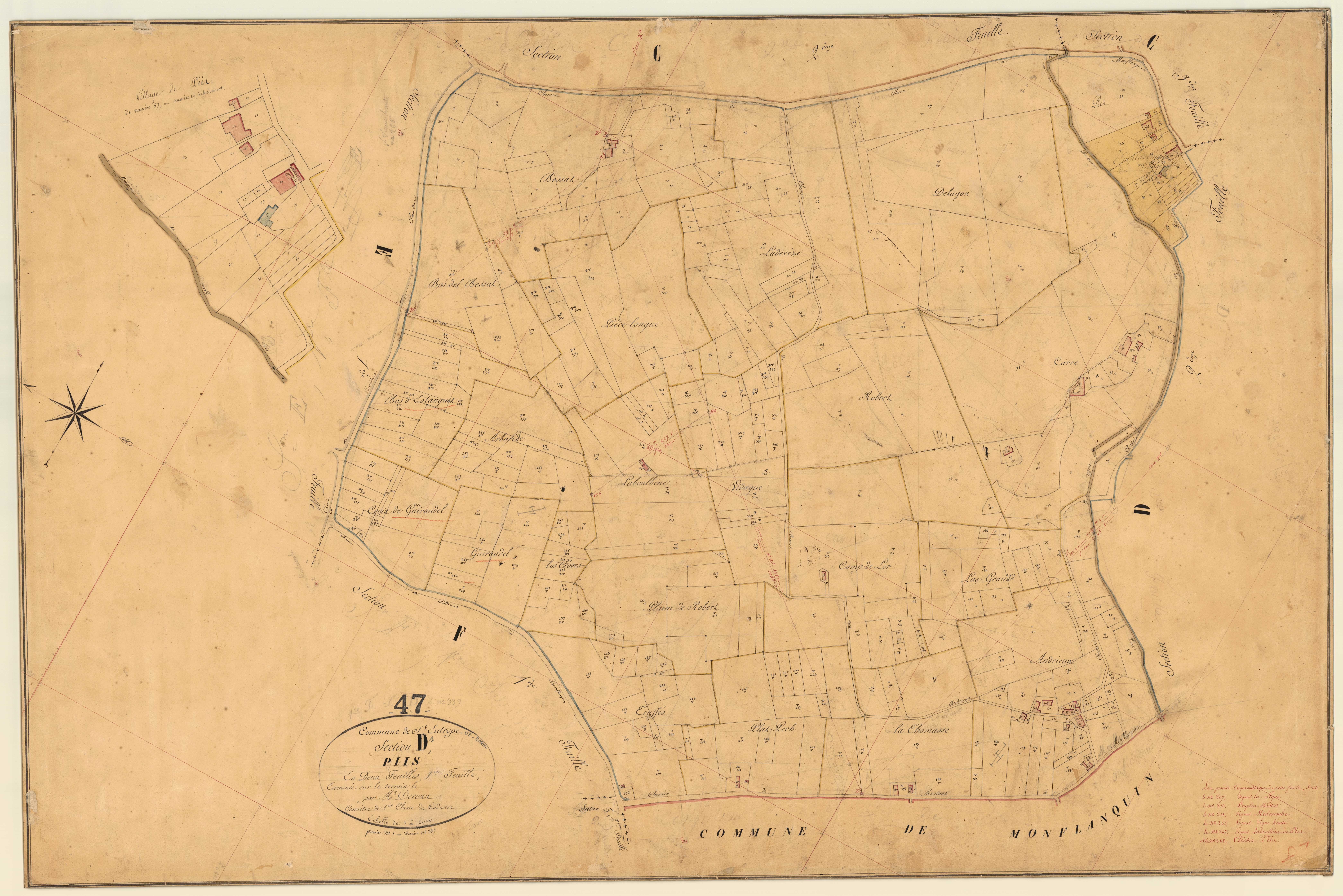Plan napoléonien, feuille préparatoire-D1 Piis, Saint-Eutrope-de-Born