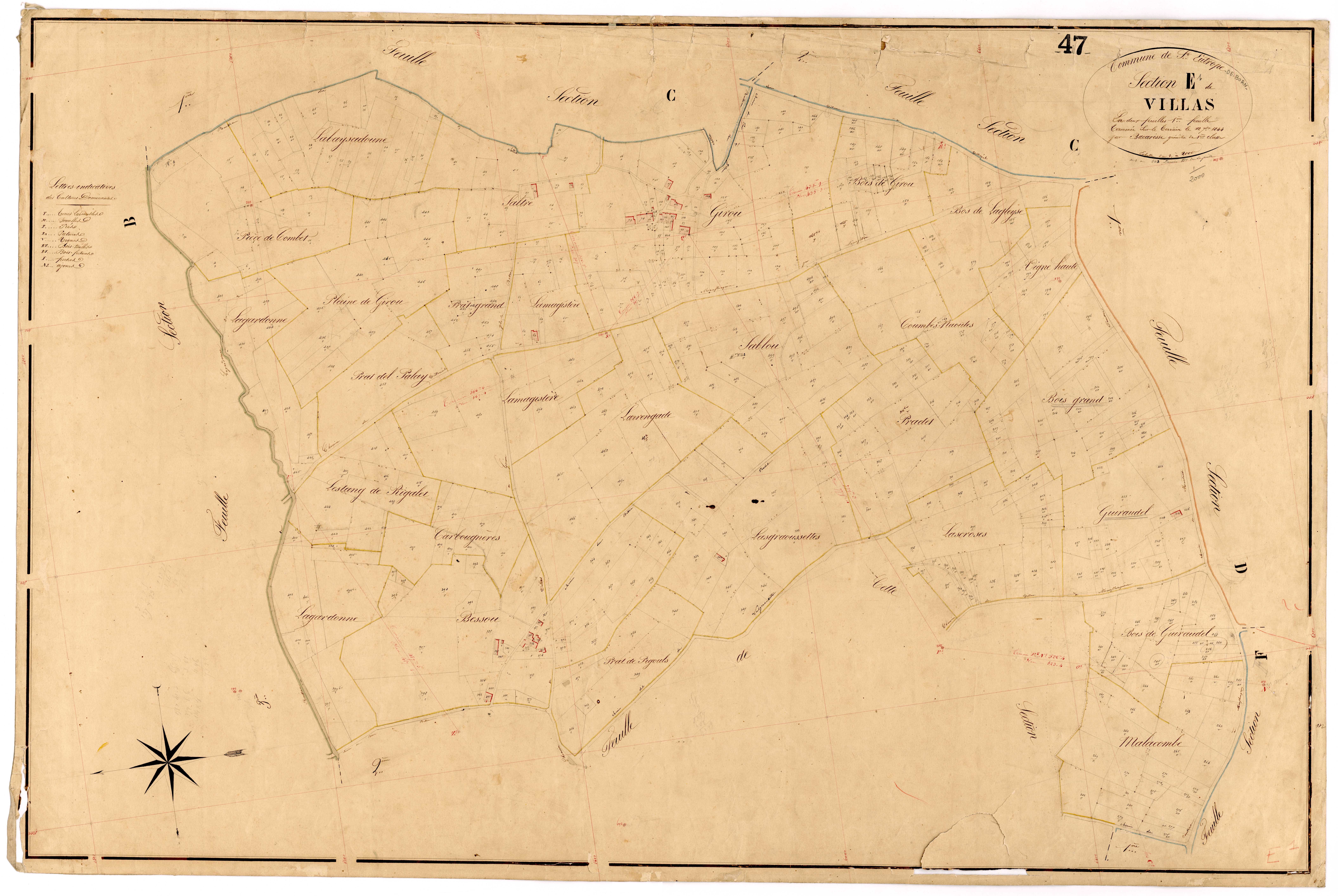 Plan napoléonien, feuille préparatoire-E1 Villas, Saint-Eutrope-de-Born