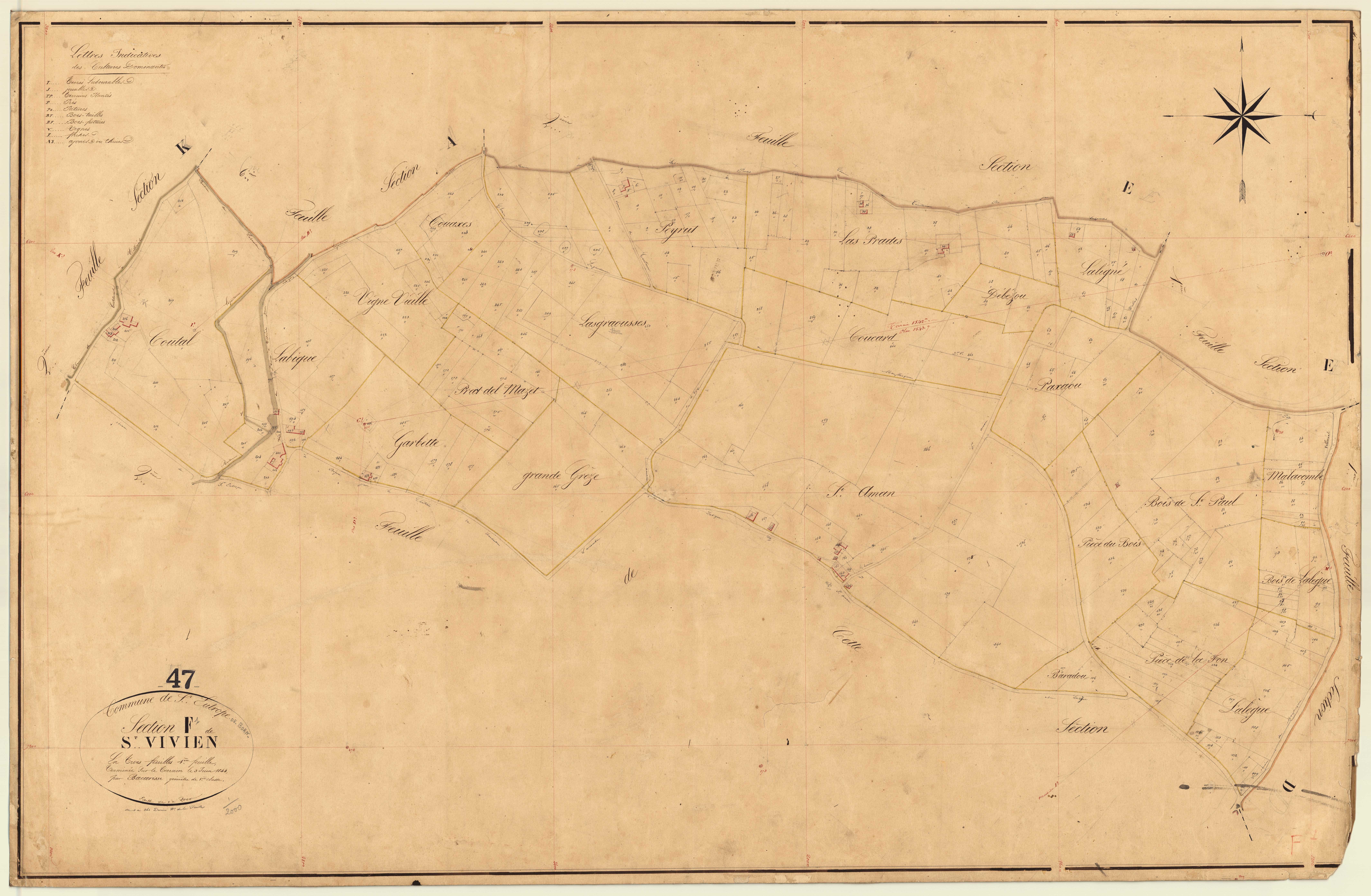 Plan napoléonien, feuille préparatoire-F1 Saint-Vivien, Saint-Eutrope-de-Born
