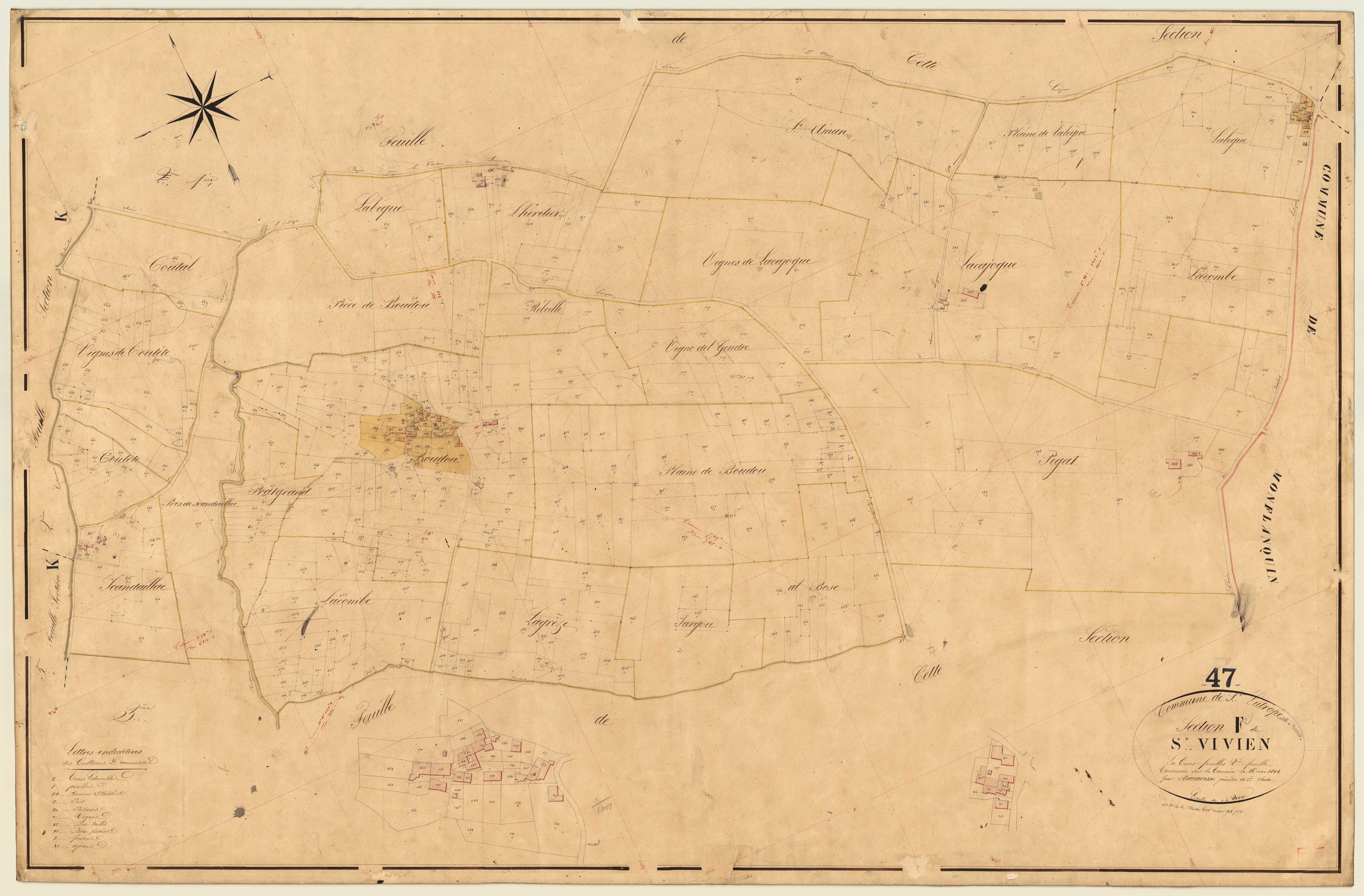 Plan napoléonien, feuille préparatoire-F2 Saint-Vivien, Saint-Eutrope-de-Born