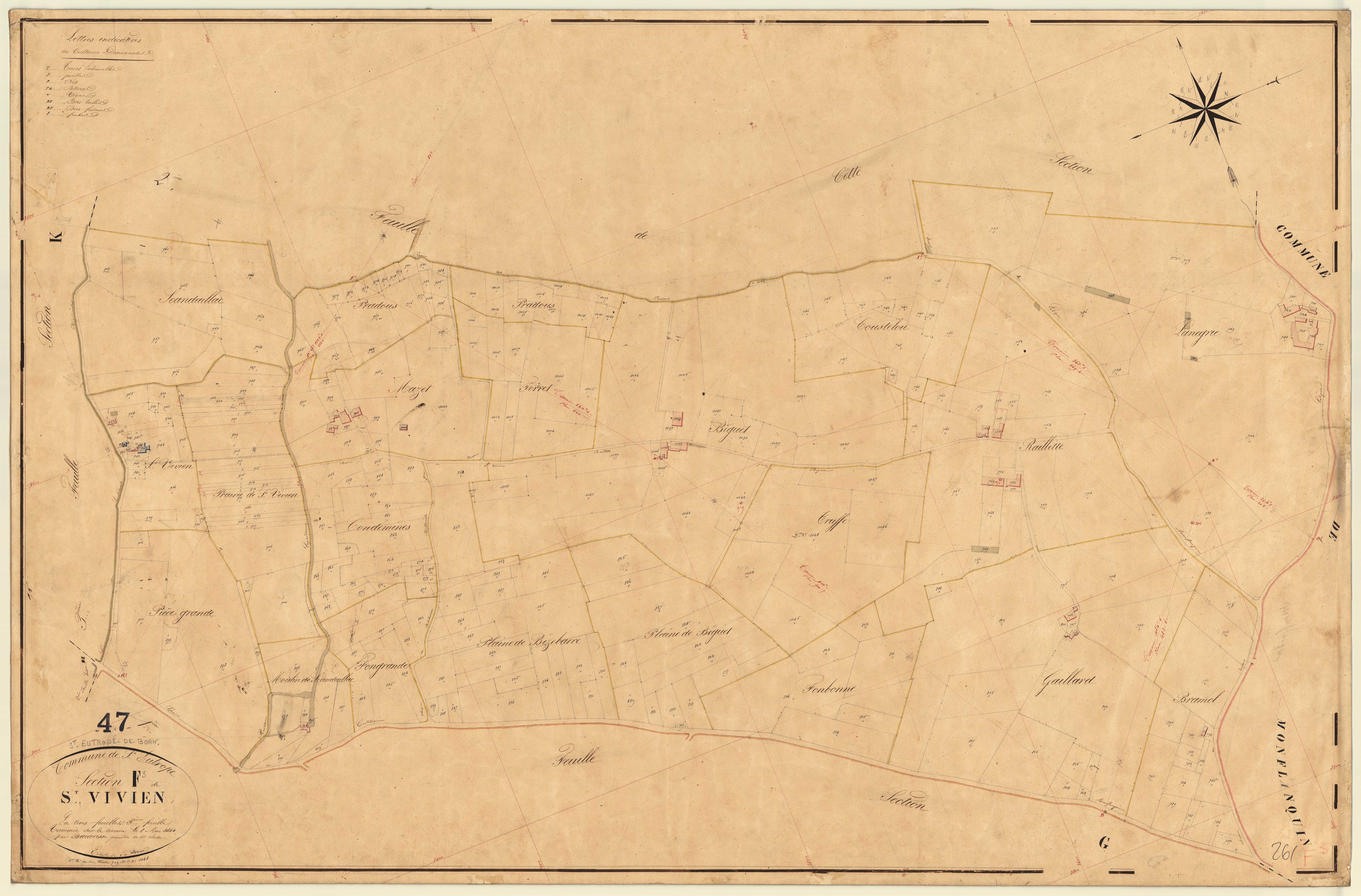 Plan napoléonien, feuille préparatoire-F3 Saint-Vivien, Saint-Eutrope-de-Born
