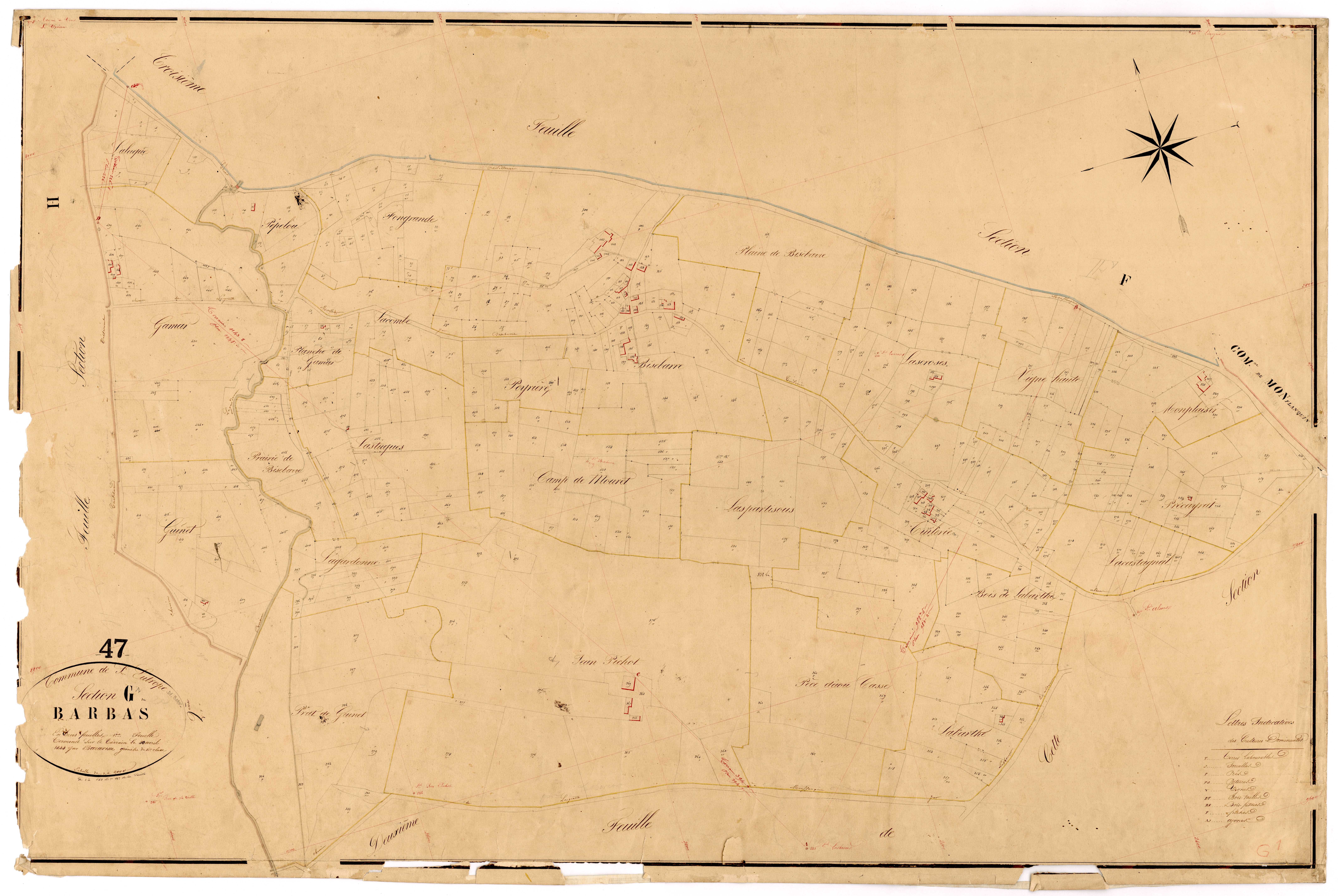 Plan napoléonien, feuille préparatoire-G1 Barbas, Saint-Eutrope-de-Born
