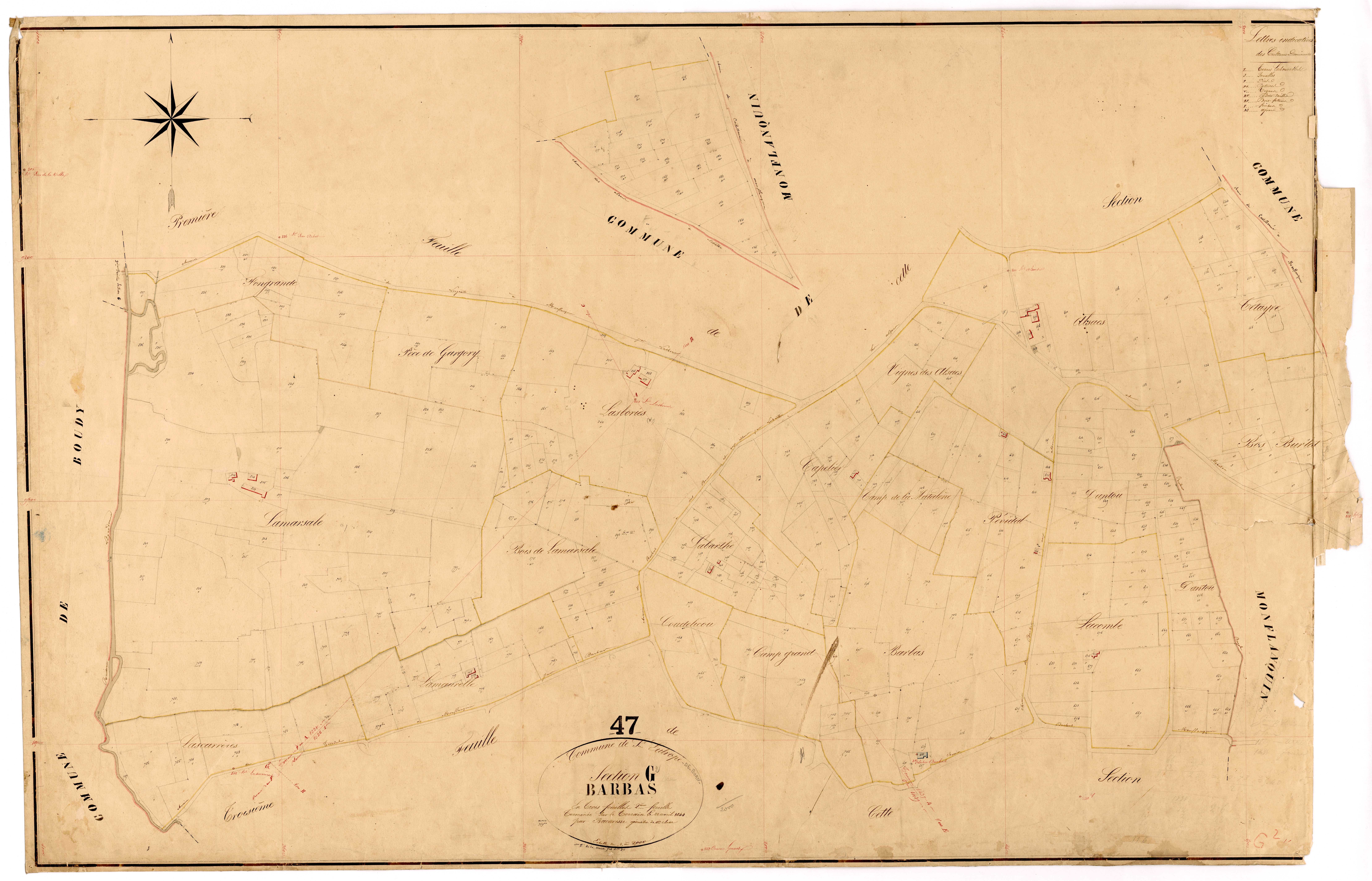 Plan napoléonien, feuille préparatoire-G2 Barbas, Saint-Eutrope-de-Born