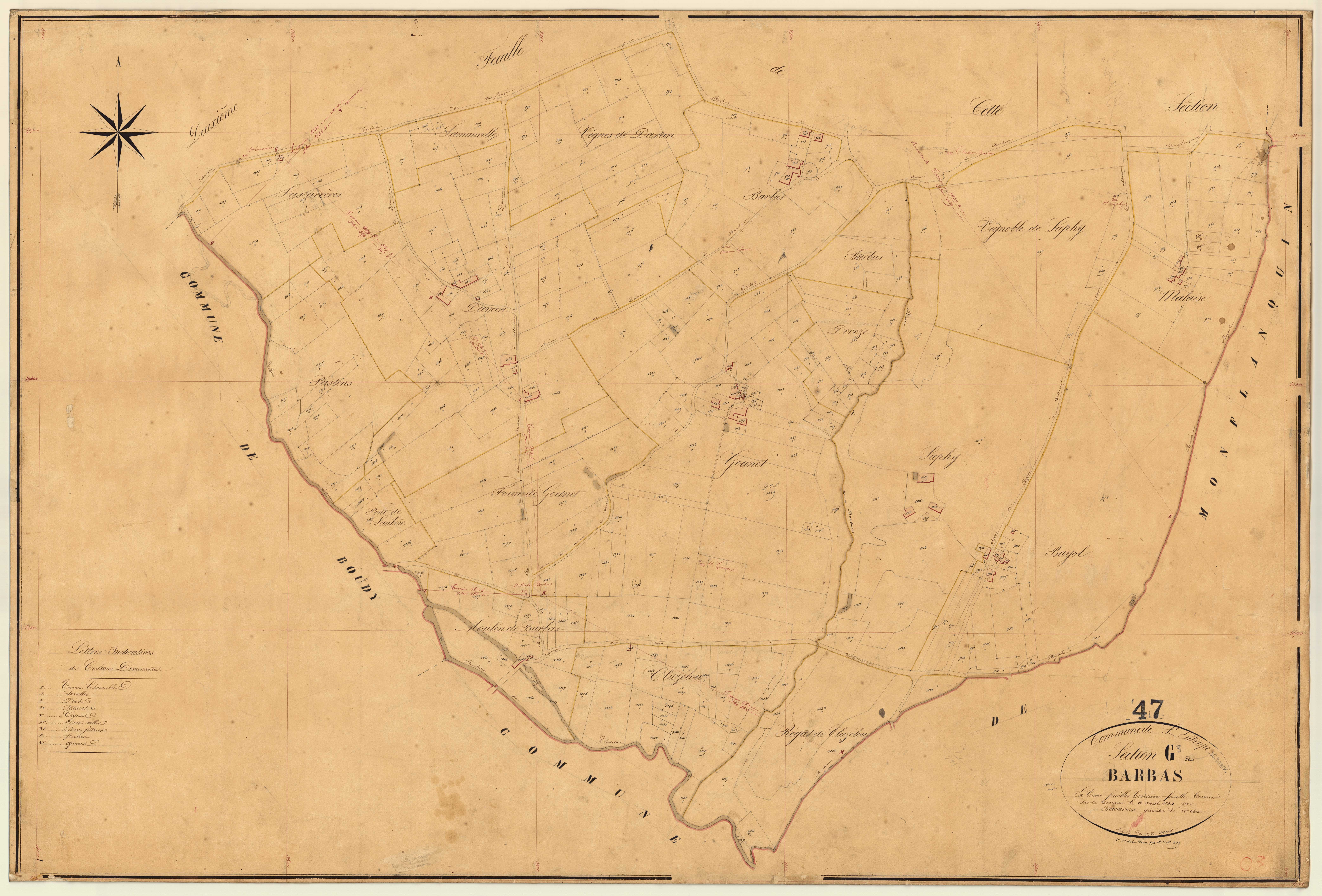 Plan napoléonien, feuille préparatoire-G3 Barbas, Saint-Eutrope-de-Born