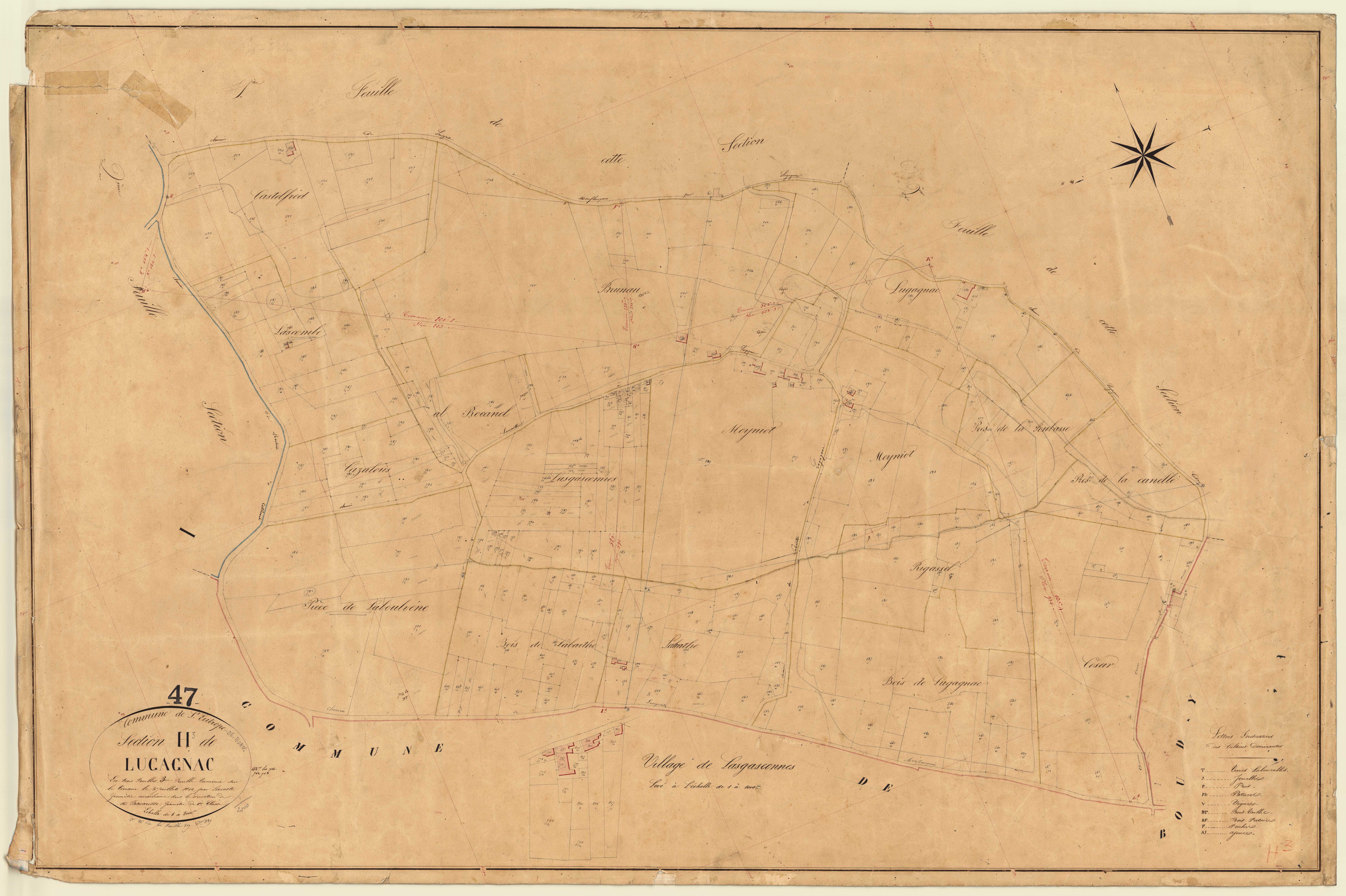 Plan napoléonien, feuille préparatoire-H3 Lugagnac, Saint-Eutrope-de-Born