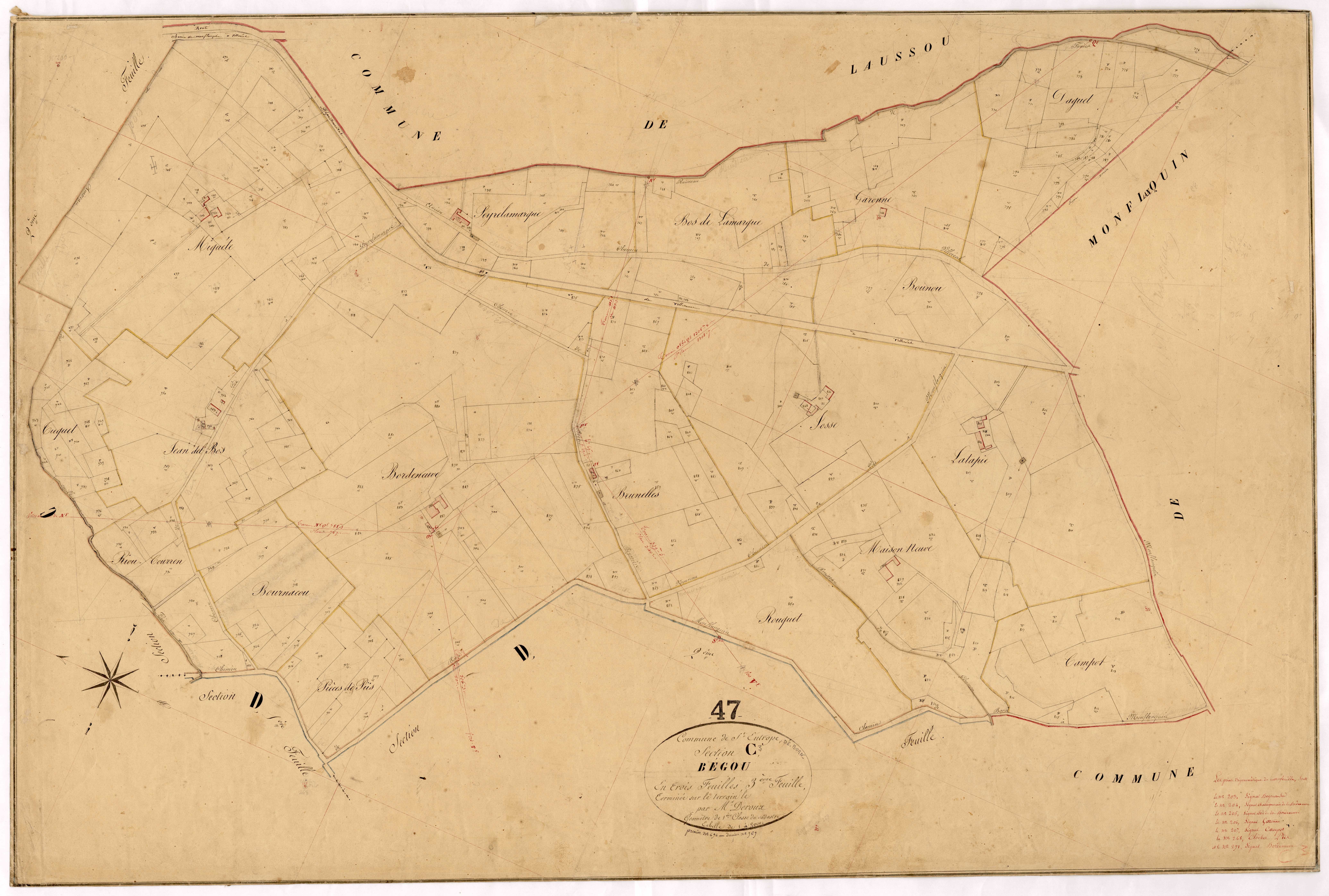 Plan napoléonien, feuille préparatoire-C3 Bégous, Saint-Eutrope-de-Born