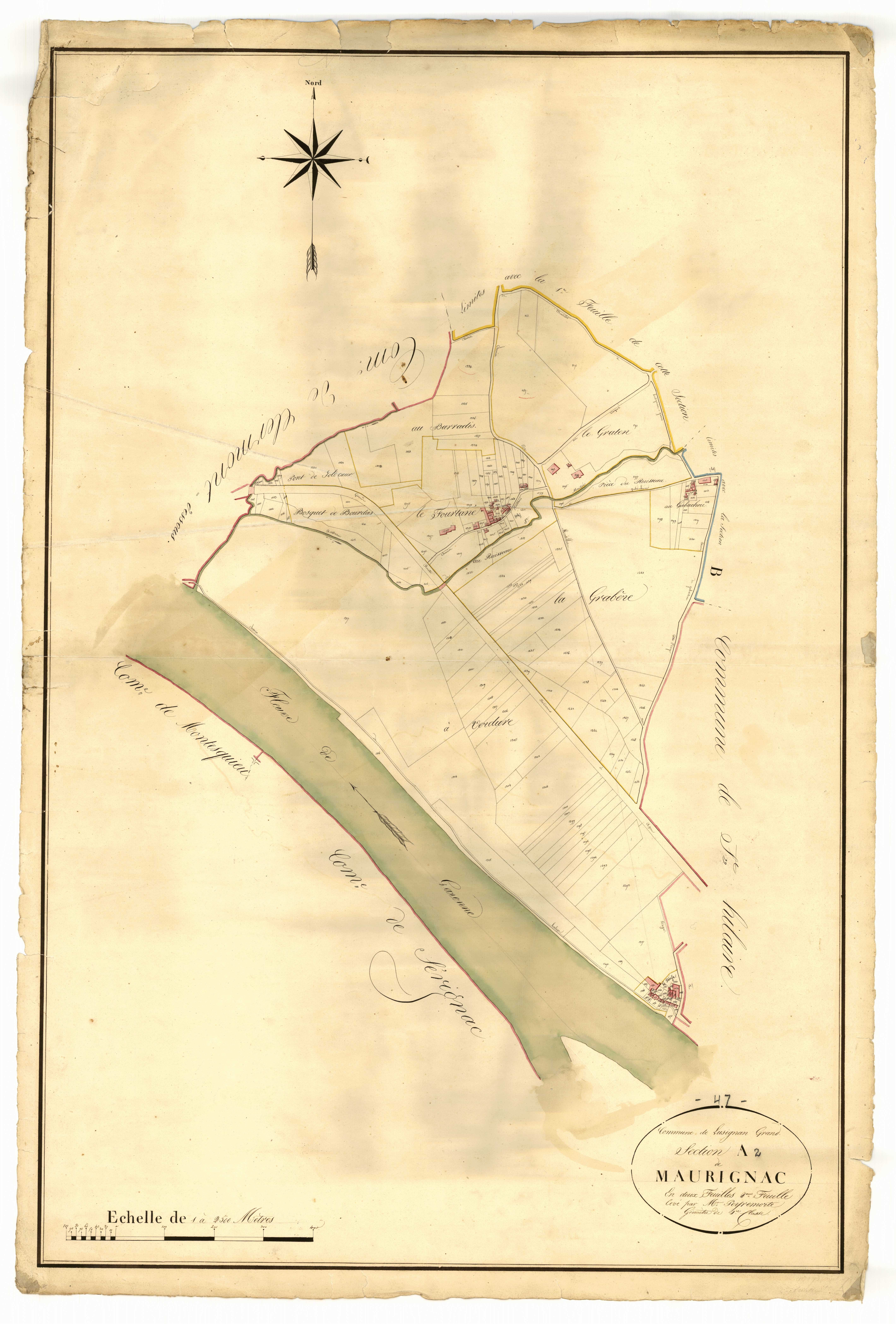 Plan napoléonien, atlas-A2 Maurignac, Lusignan-Grand (voir Saint-Hilaire-de-Lusignan)