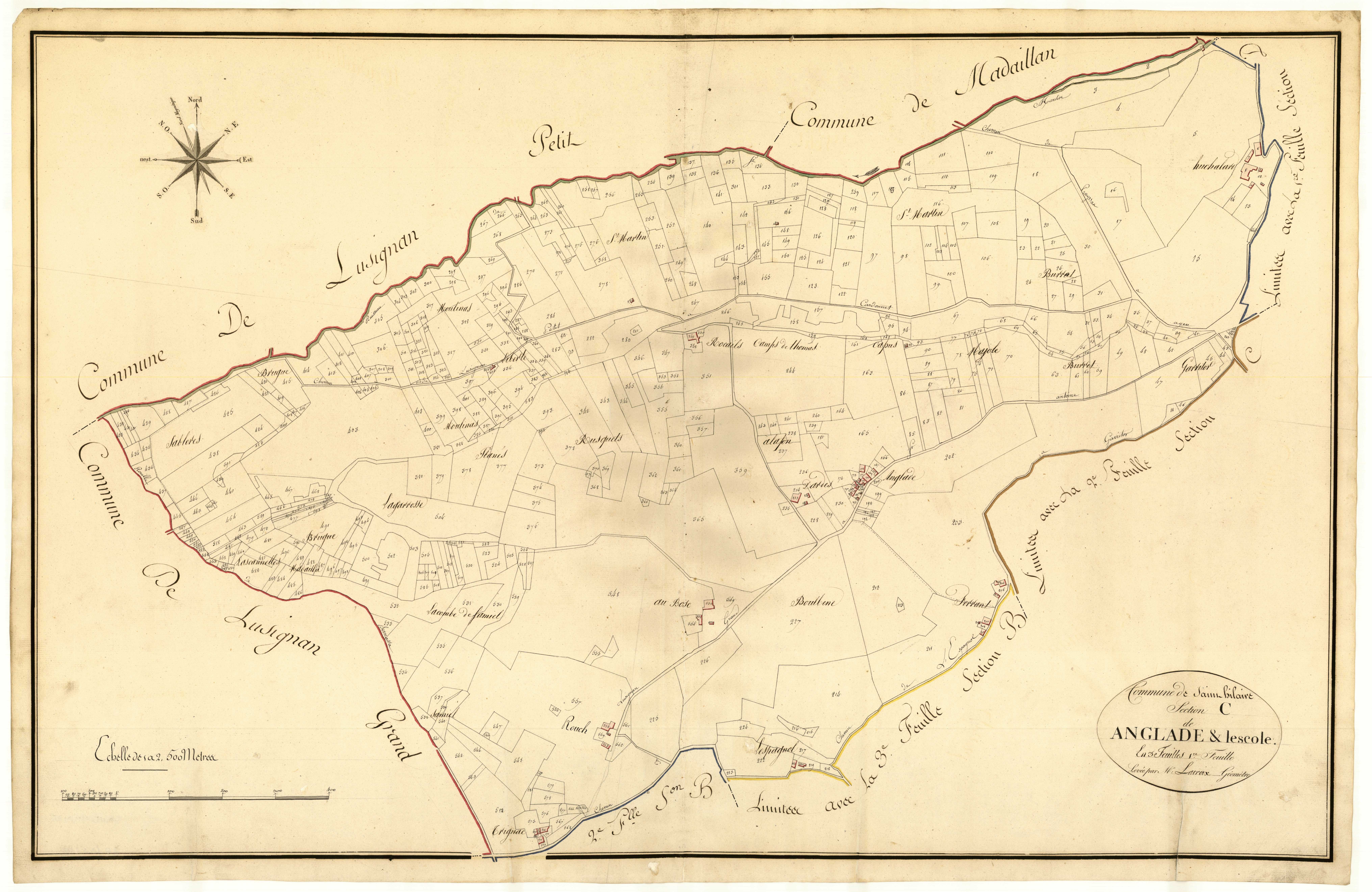 Plan primitif, atlas-C1 Anglade et Lescole, Saint-Hilaire-de-Lusignan