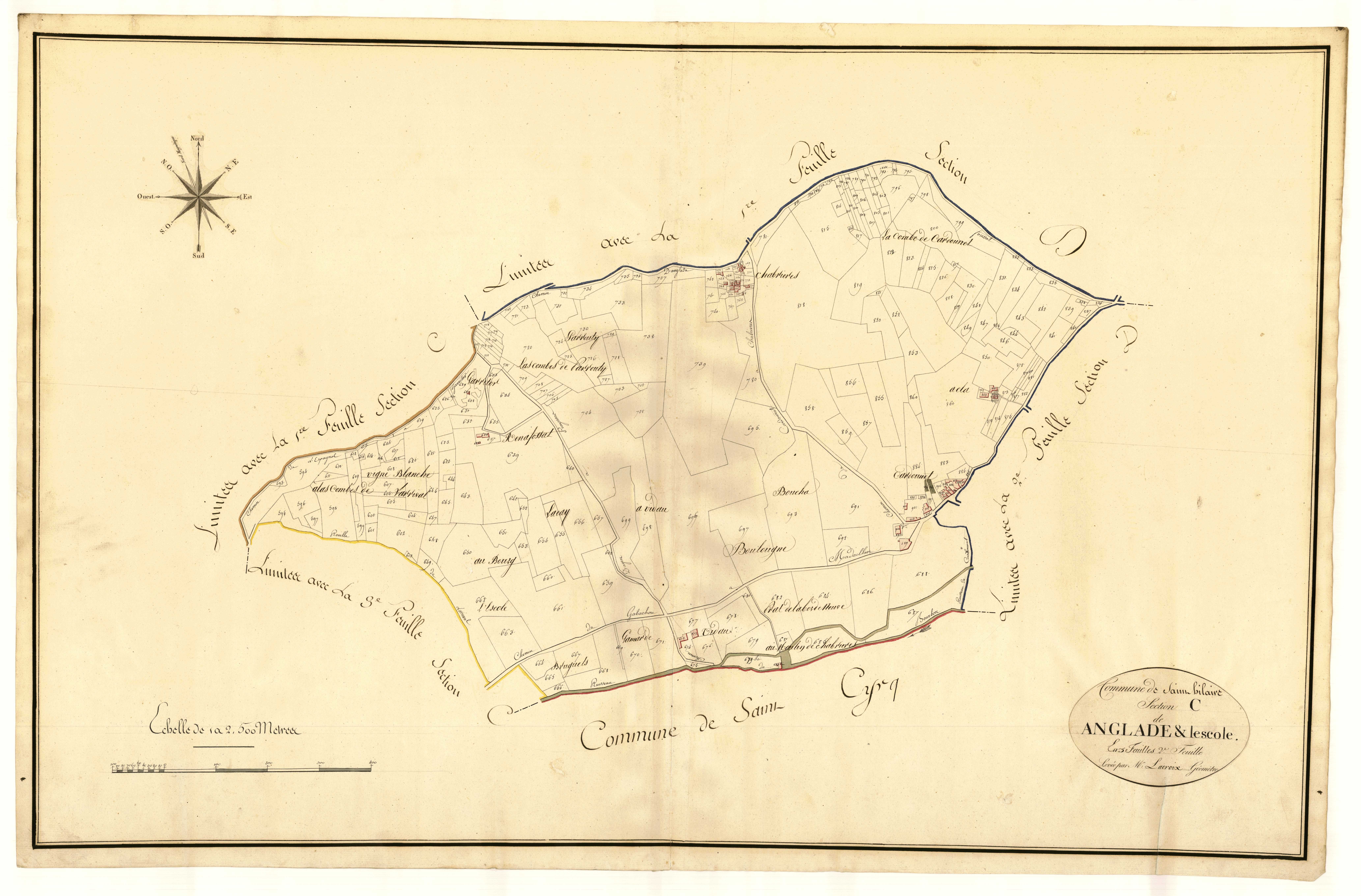 Plan primitif, atlas-C2 Langlade et Lescole, Saint-Hilaire-de-Lusignan
