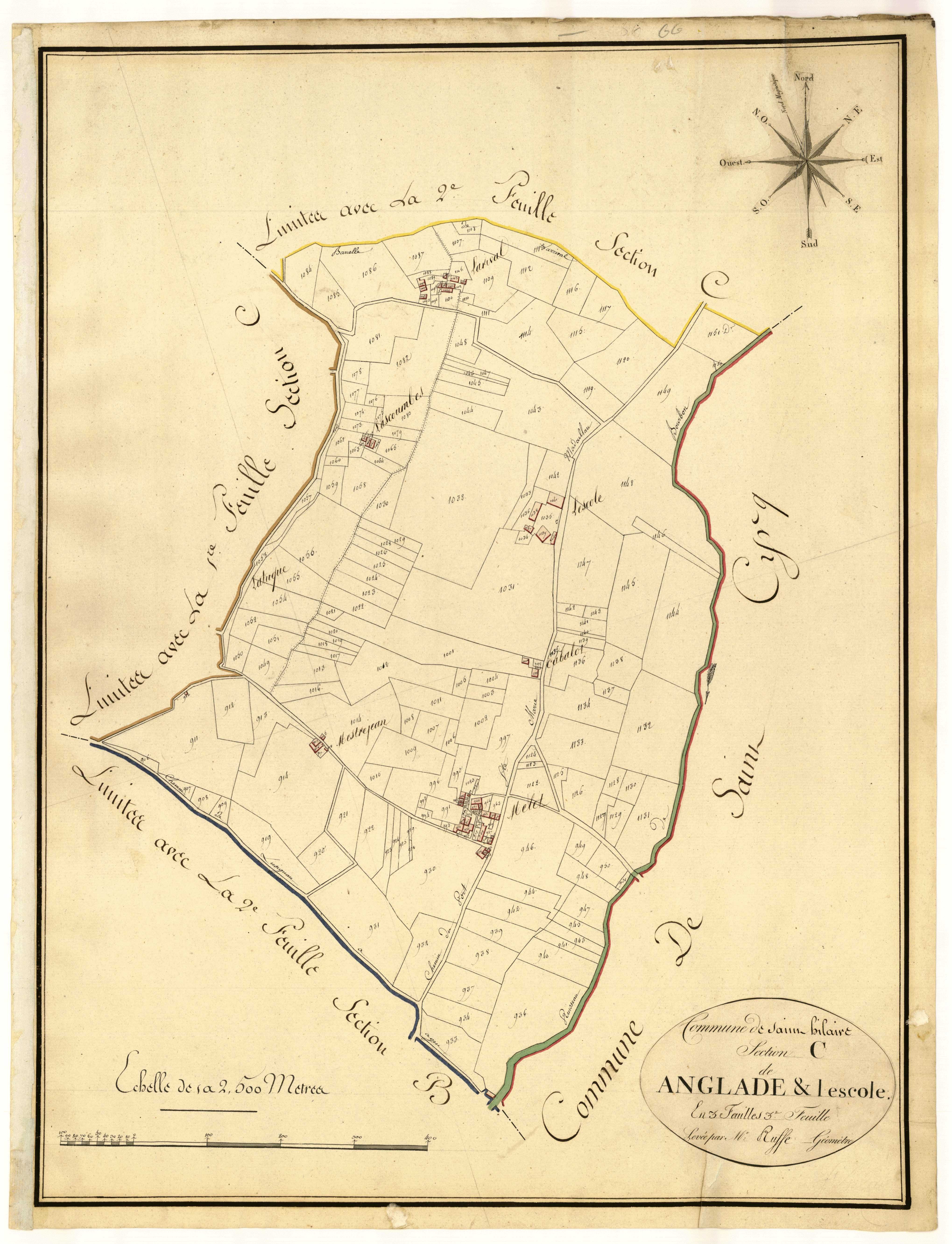 Plan primitif, atlas-C3 Langlade et Lescole, Saint-Hilaire-de-Lusignan
