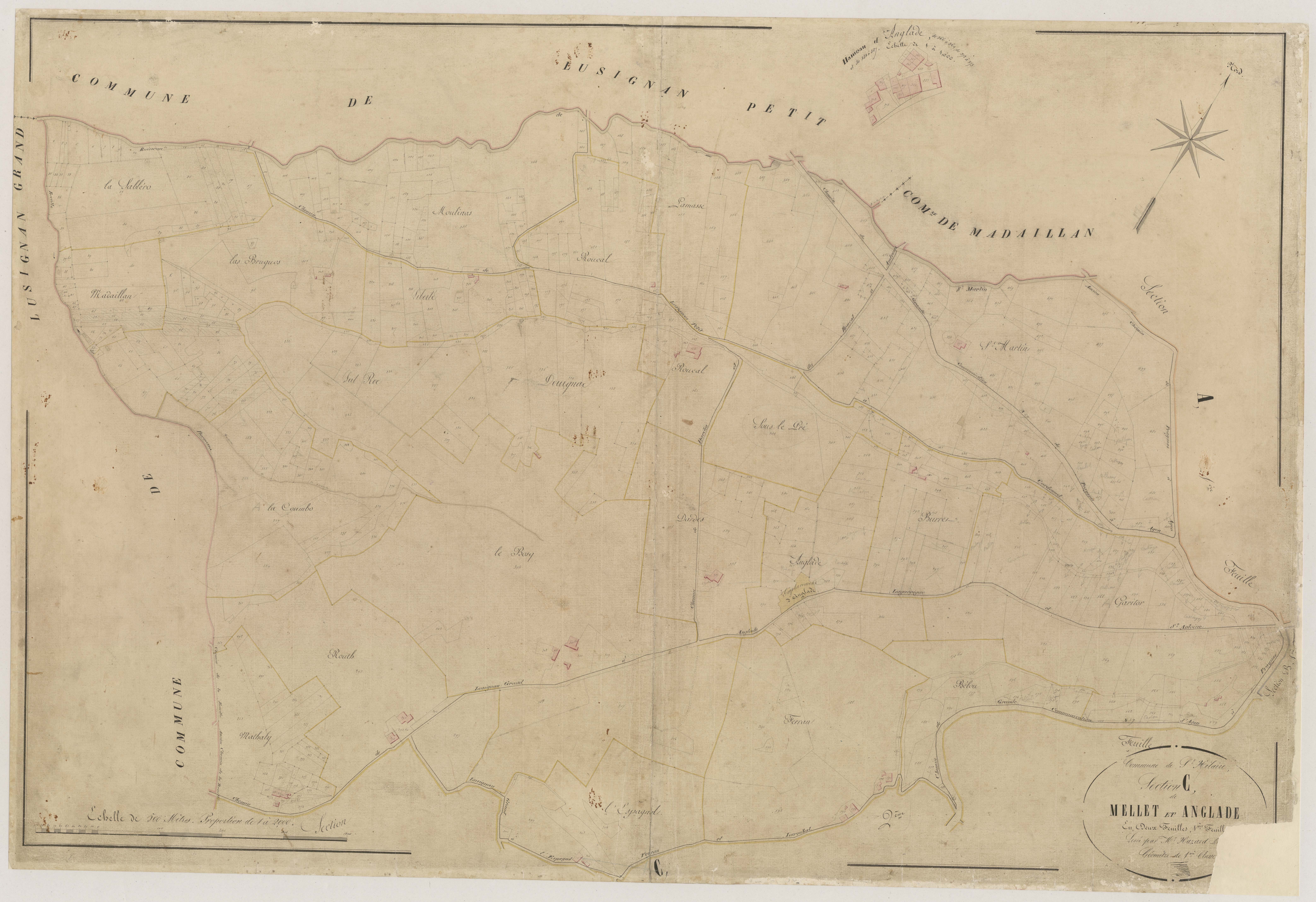 Plan napoléonien-C1 Mellet et Anglade, Saint-Hilaire-de-Lusignan
