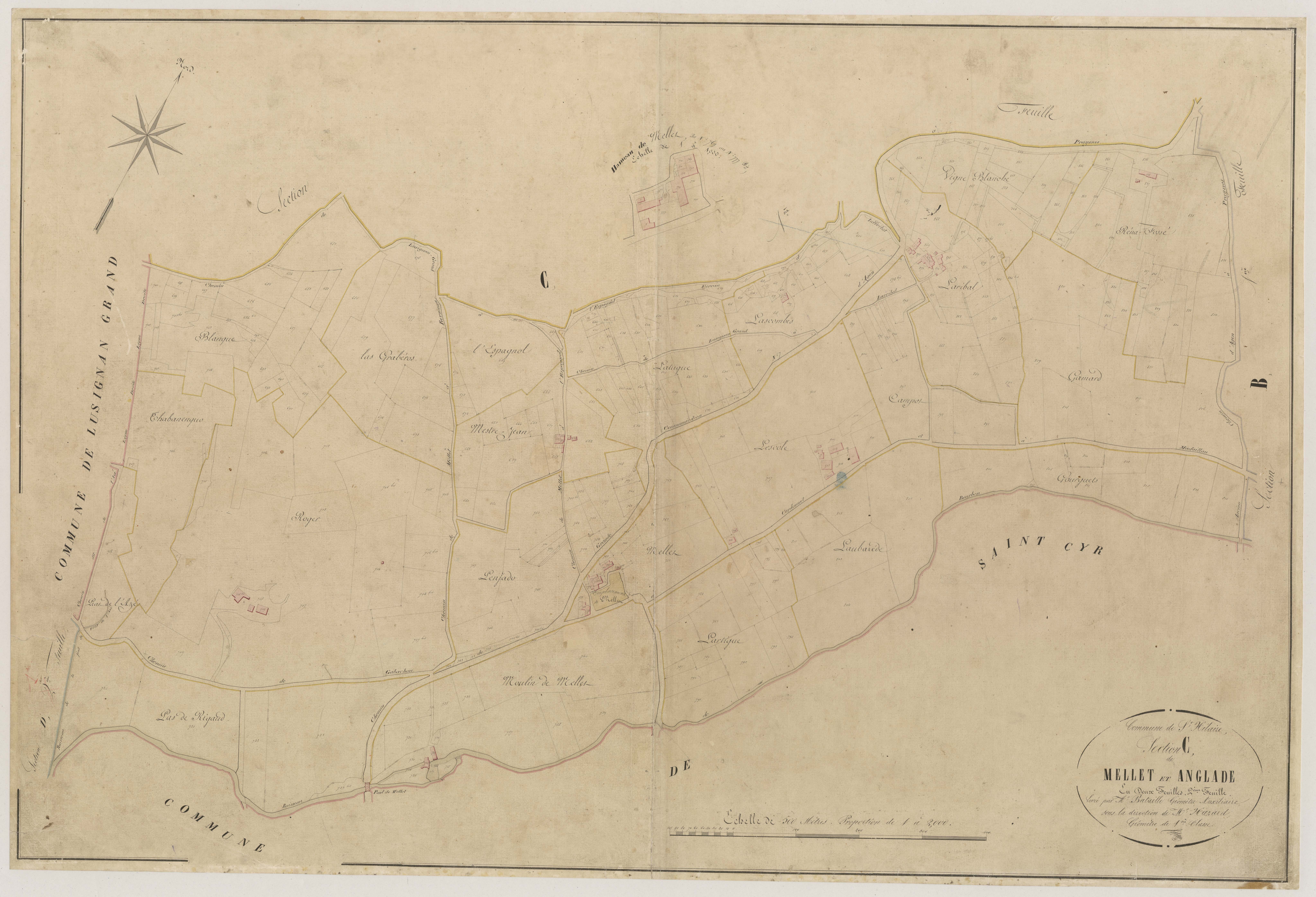 Plan napoléonien-C2 Mellet et Anglade, Saint-Hilaire-de-Lusignan