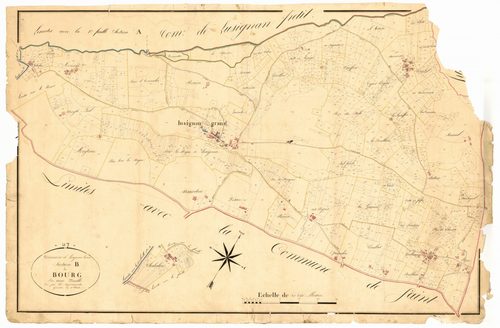 Plan napoléonien, atlas-B Bourg, Lusignan-Grand (voir Saint-Hilaire-de-Lusignan)