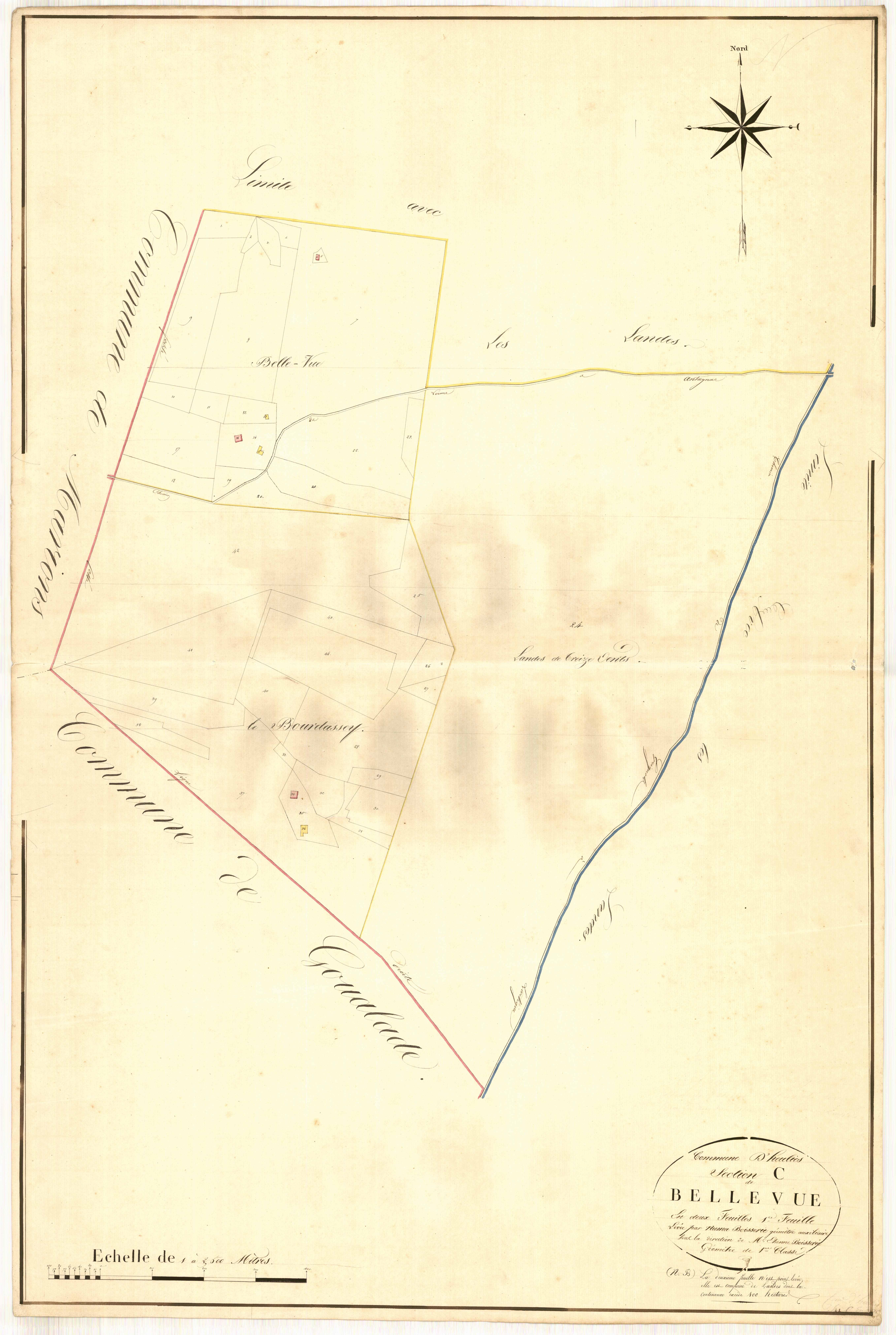 Plan napoléonien, atlas-C1 Bellevue, Heuliès (voir Saint-Martin-Curton)