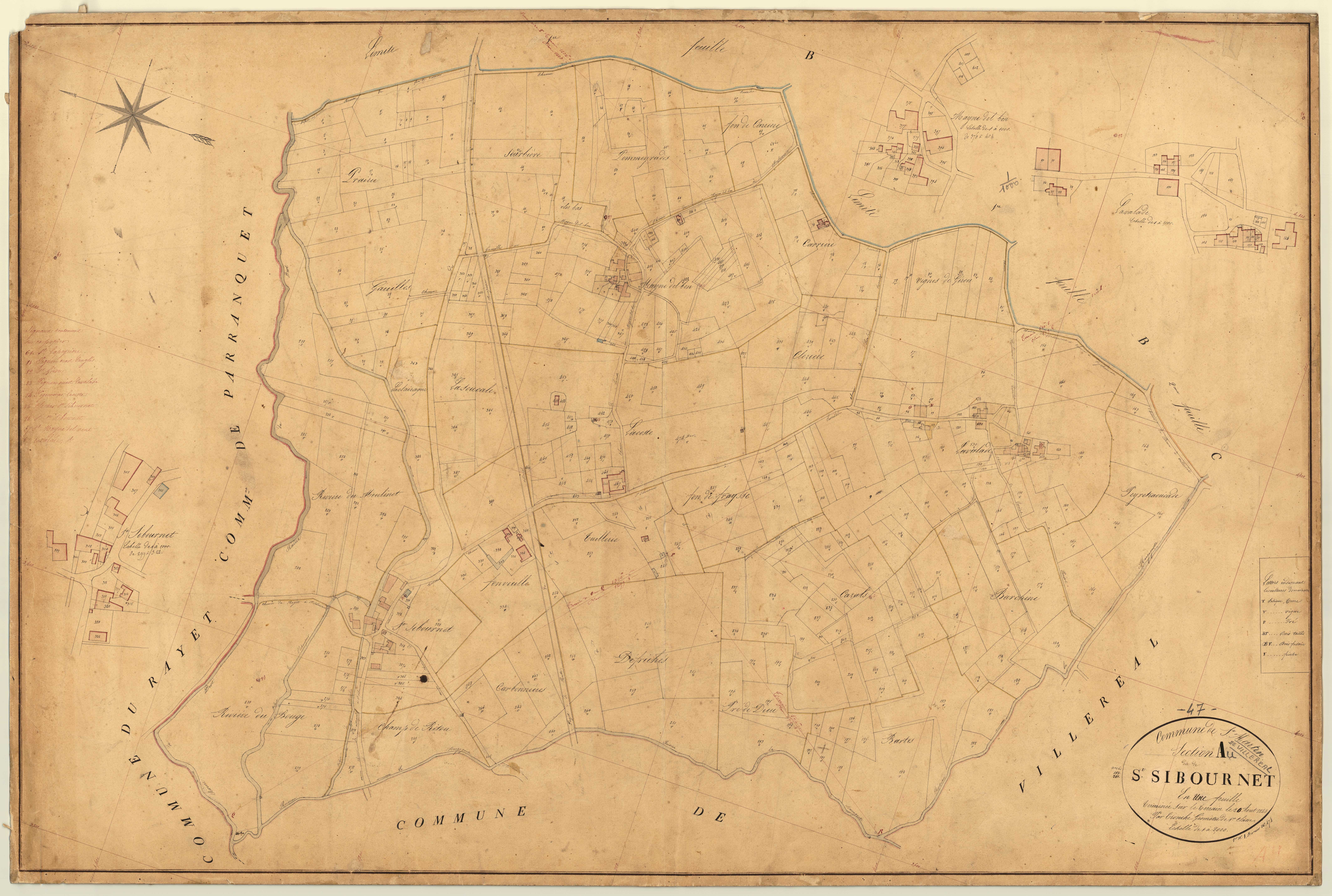 Plan napoléonien, feuille préparatoire-A Saint-Sibournet, Saint-Martin-de-Villeréal