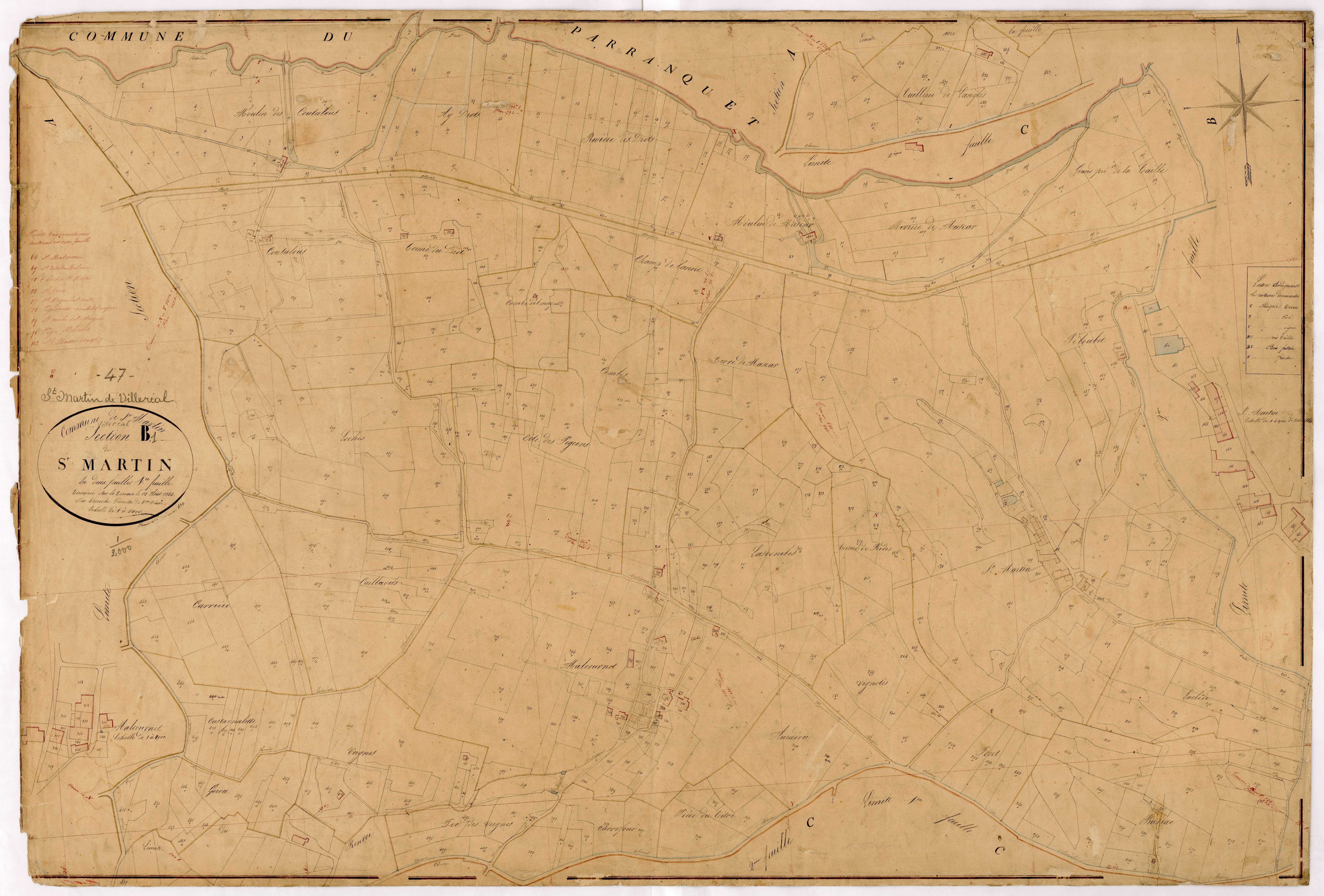 Plan napoléonien, feuille préparatoire-B1 Saint-Martin, Saint-Martin-de-Villeréal