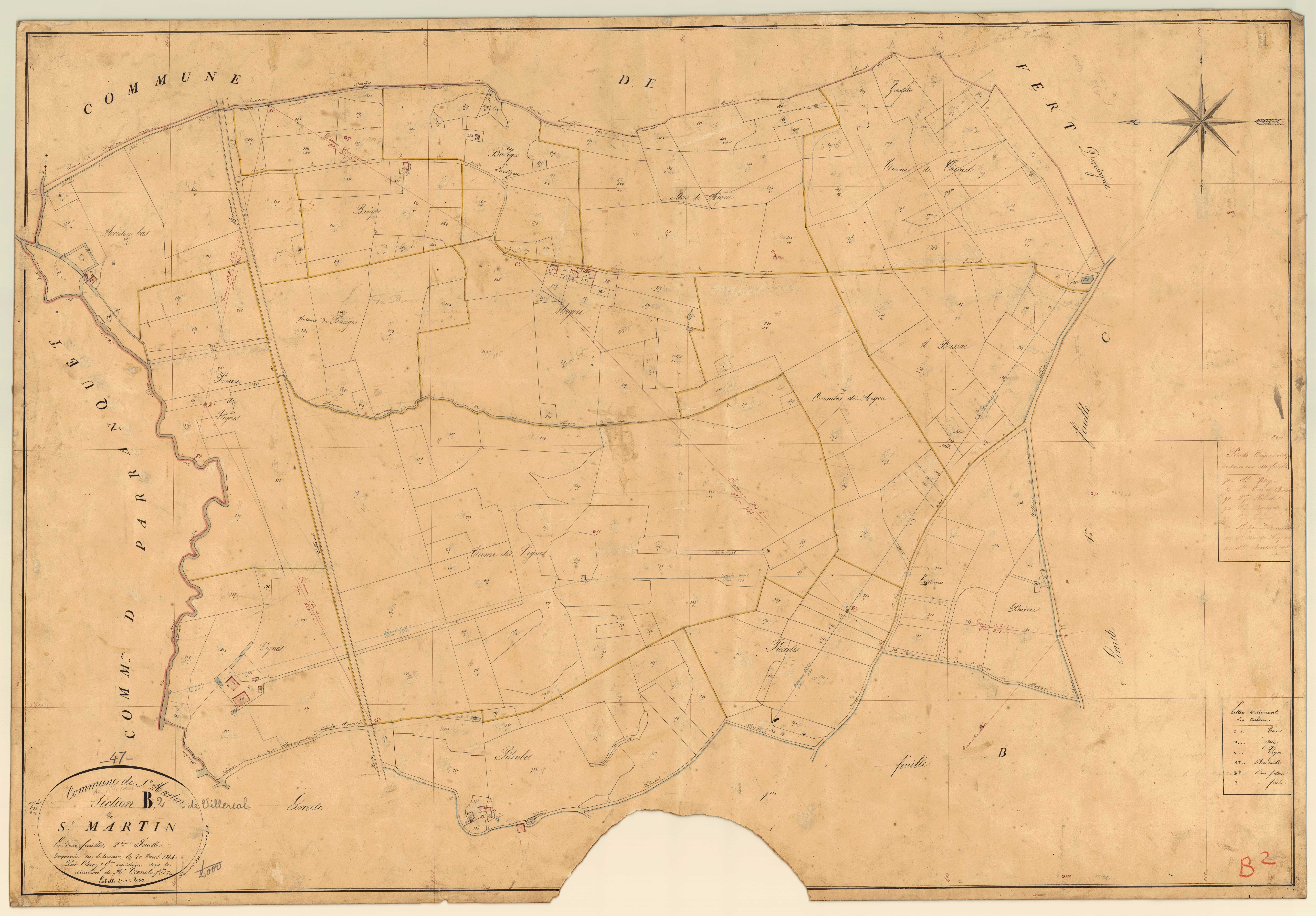 Plan napoléonien, feuille préparatoire-B2 Saint-Martin, Saint-Martin-de-Villeréal