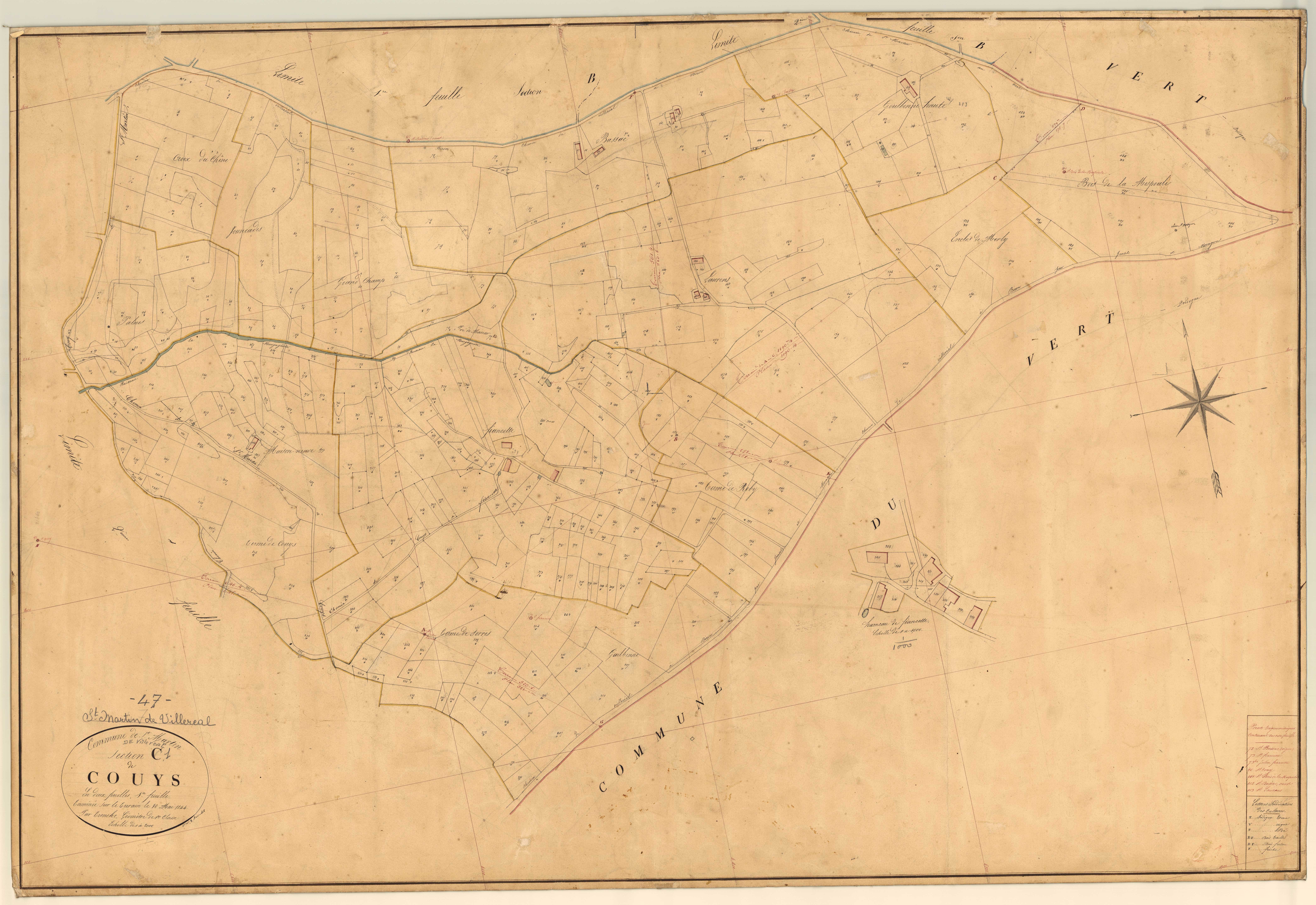 Plan napoléonien, feuille préparatoire-C1 Couys, Saint-Martin-de-Villeréal