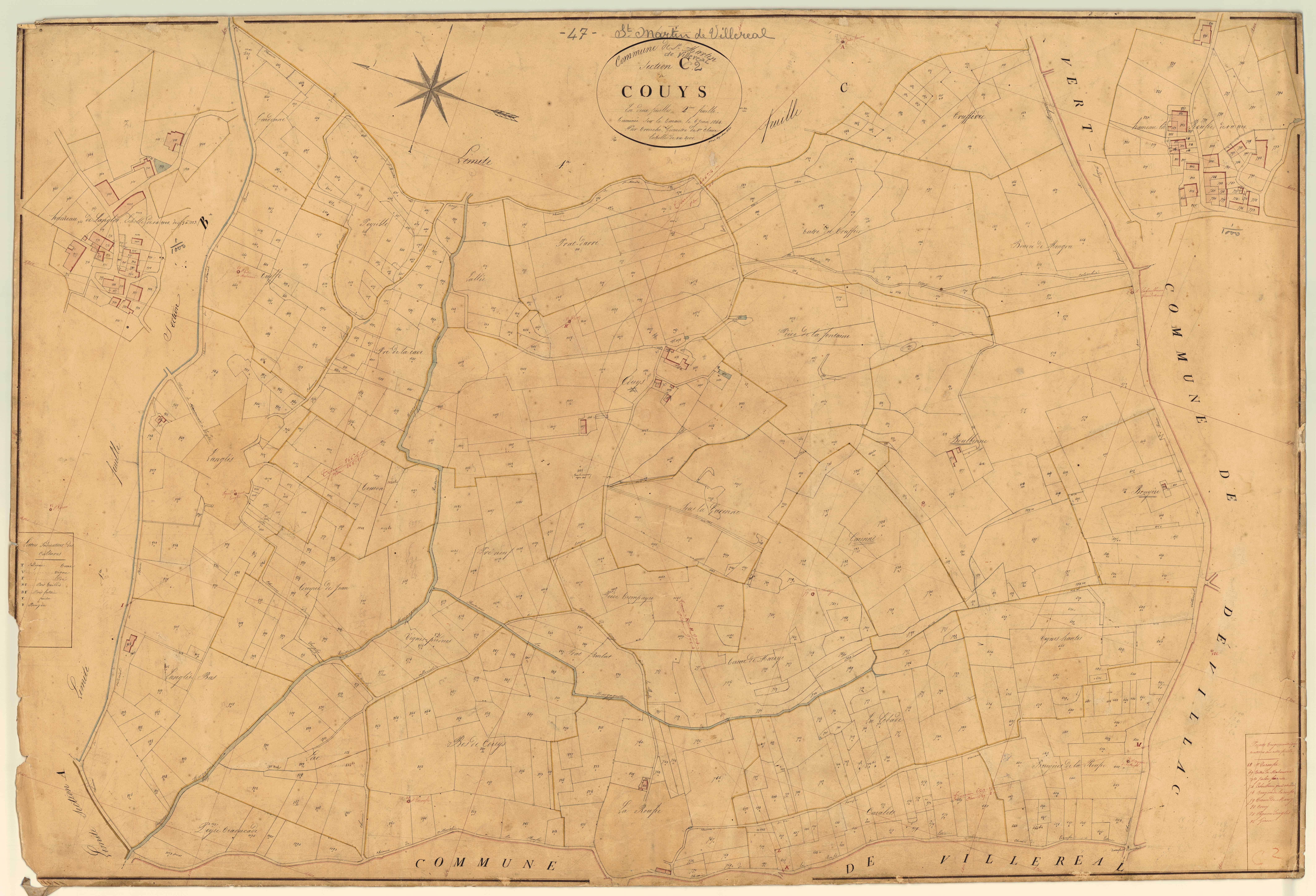 Plan napoléonien, feuille préparatoire-C2 Couys, Saint-Martin-de-Villeréal