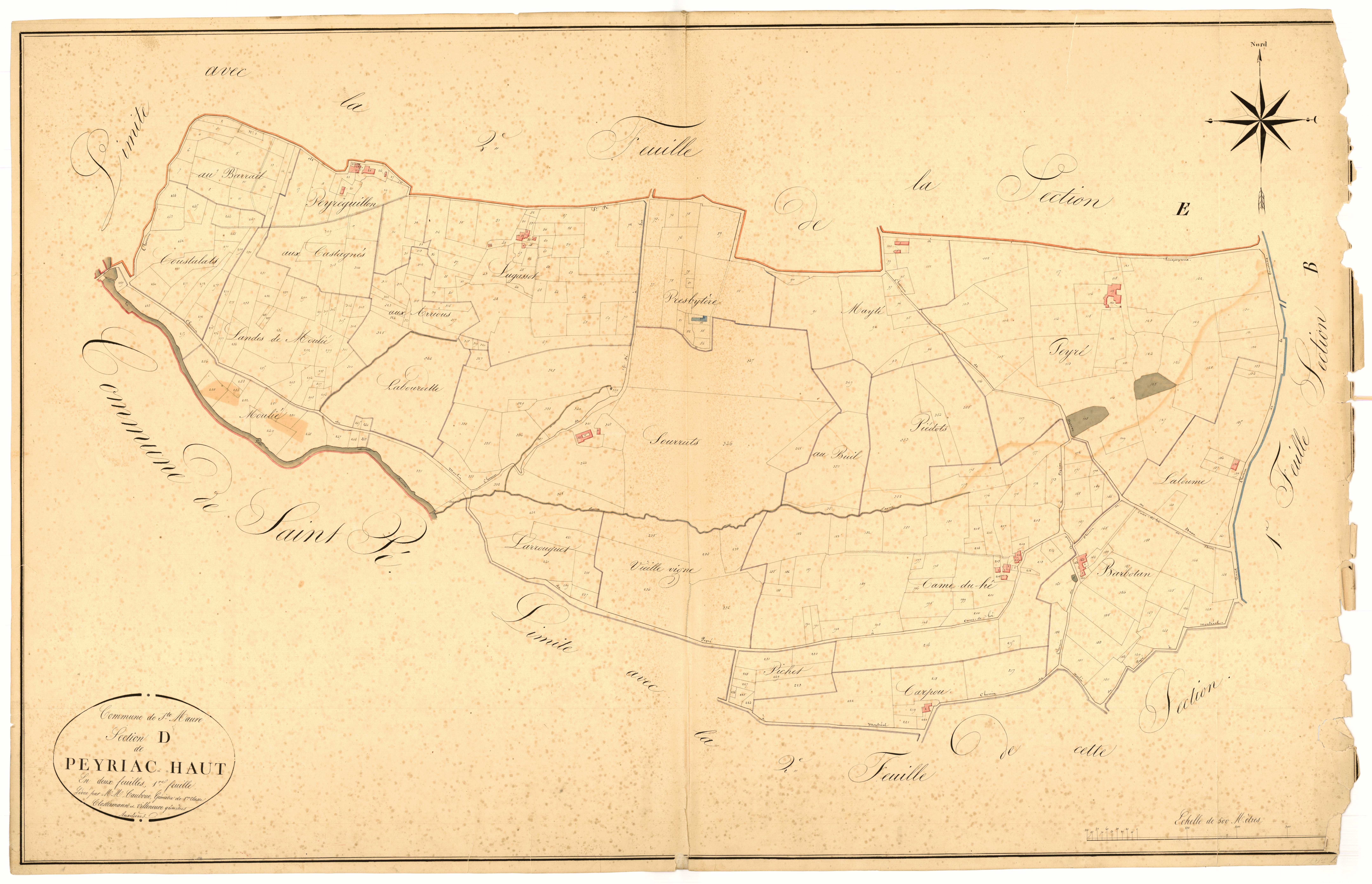 Plan napoléonien, atlas-D1 Peyriac-Haut, Sainte-Maure-de-Peyriac