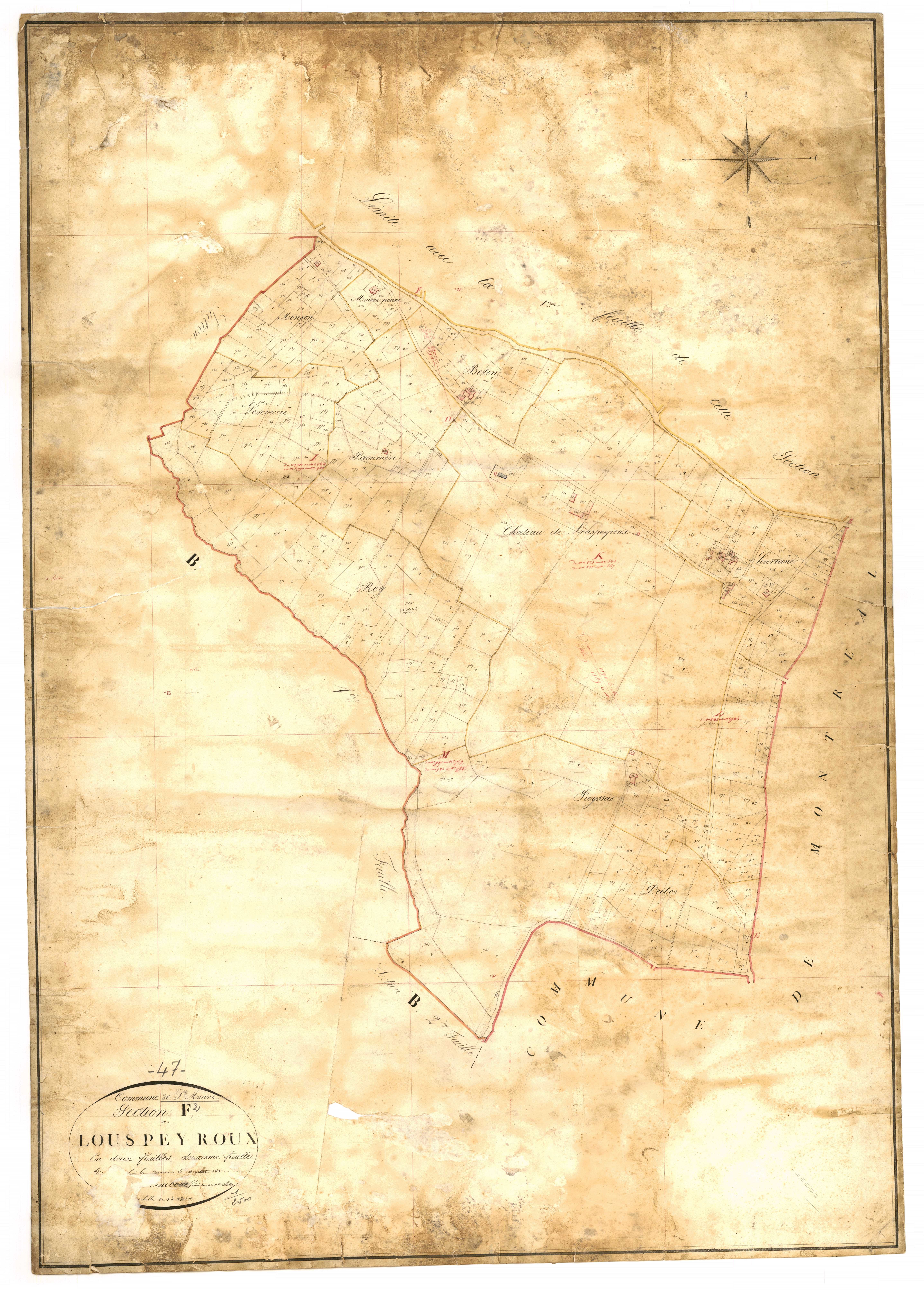 Plan napoléonien, feuille préparatoire-F2 Louspeyrioux, Sainte-Maure-de-Peyriac