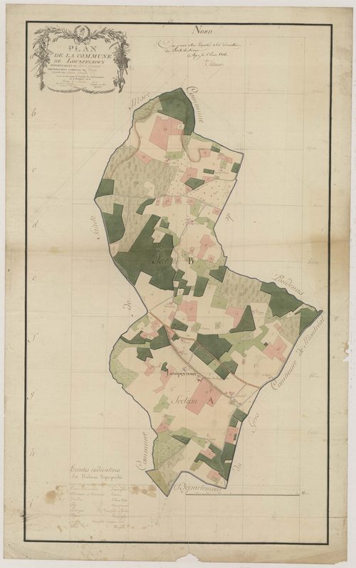 Plan par masses de cultures-, Louspeyroux (voir Sainte-Maure)